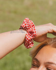 Red Checkered Oversized Scrunchie