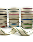 1.5" Woven Cotton Woodrose Double Stripes Ribbon