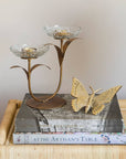Glass Flower Double Tea-Light Candle Holder