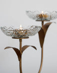 Glass Flower Double Tea-Light Candle Holder
