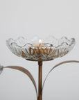 Glass Flower Double Tea-Light Candle Holder