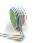 5/8" Woven Cotton Light Blue Double Stripes Ribbon