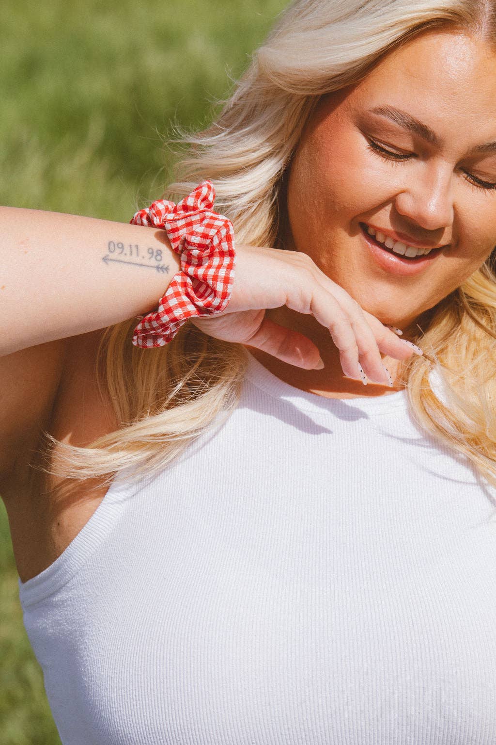 Red Checkered Oversized Scrunchie