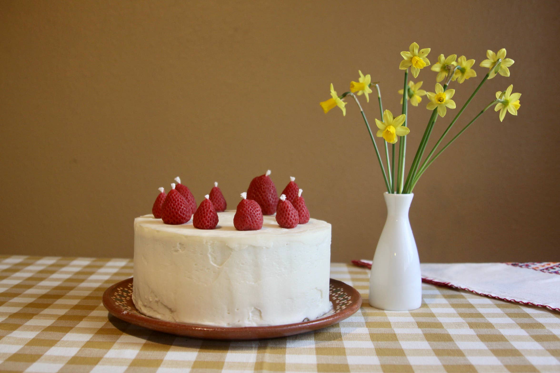 Strawberry Beeswax Birthday Candles