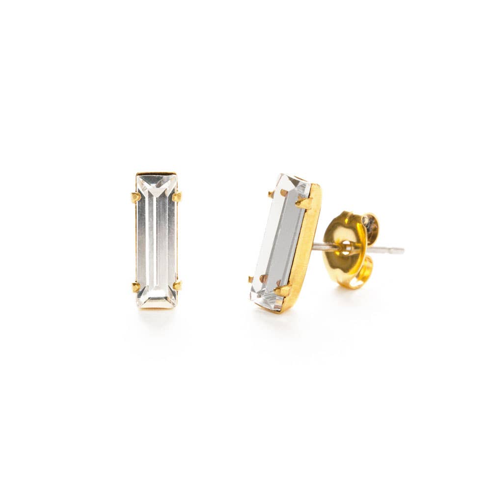 Baguette Crystal Stud Earrings: Crystal