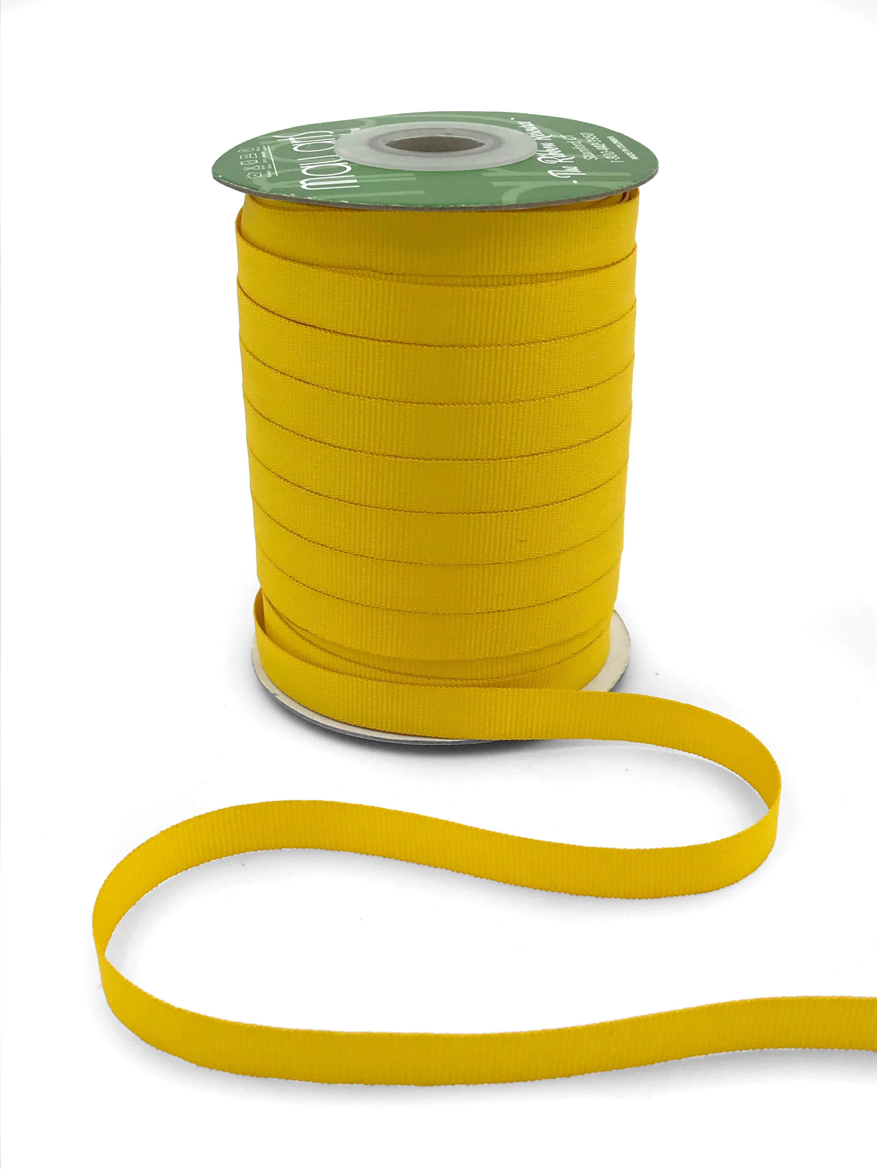 3/8" Yellow Woven Grosgrain Ribbon