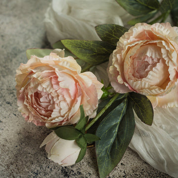 Pink Peony Spray Stem