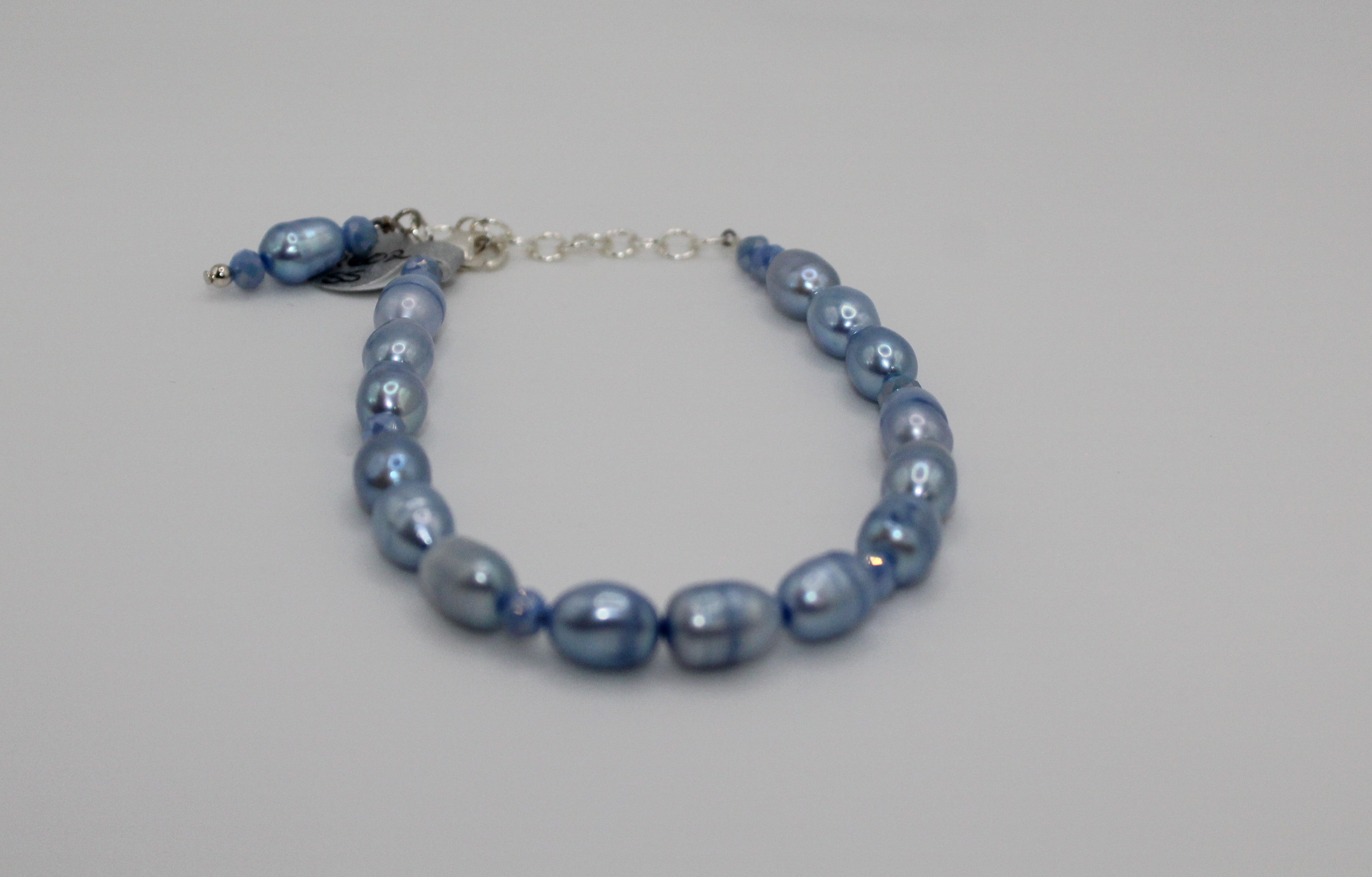 Light Blue Pearl & Crystal Bracelet