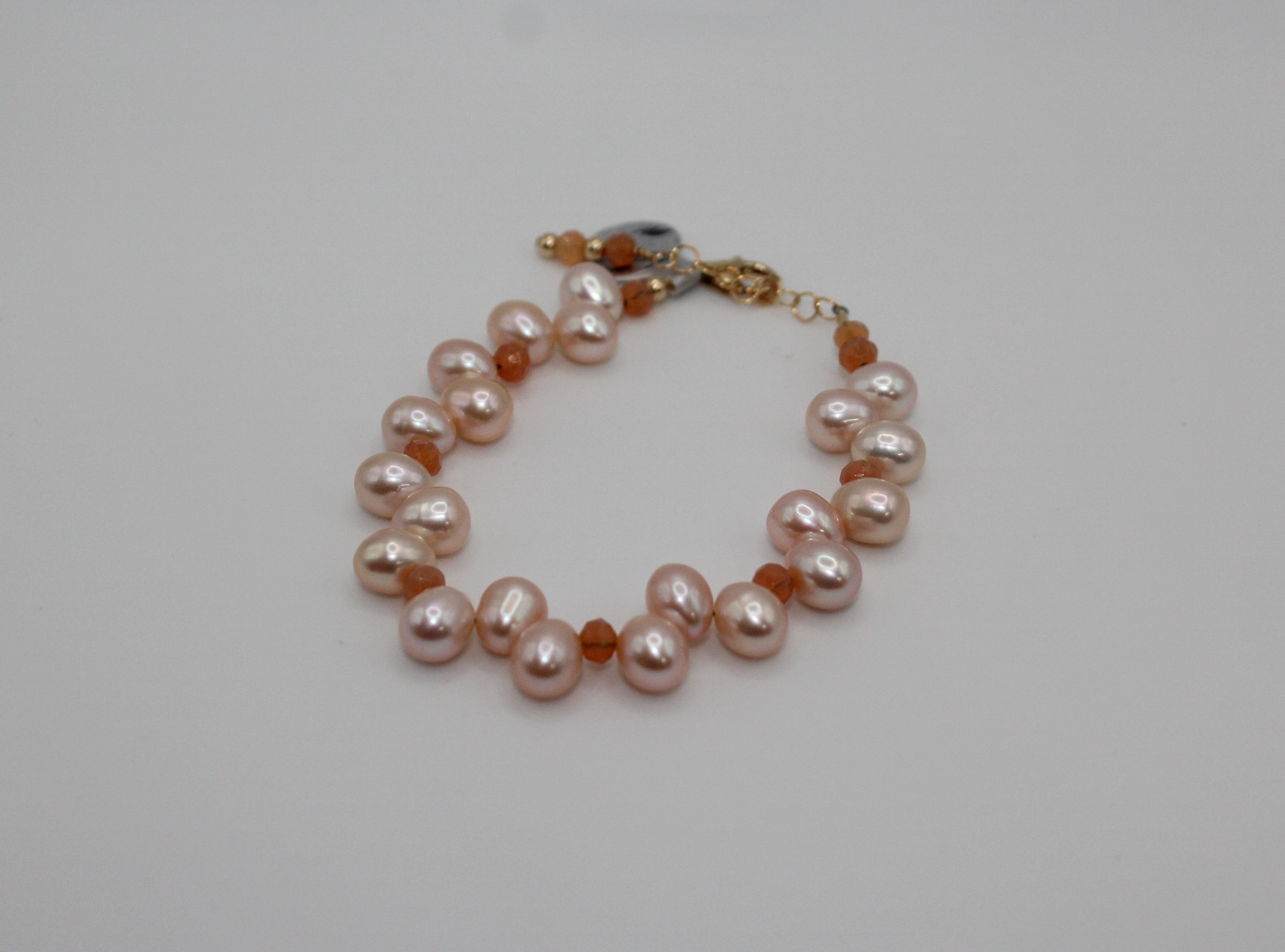 Peach Top Drilled Pearl GF Bracelet