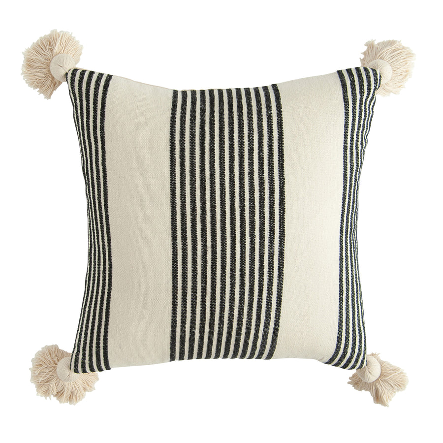 Woven Striped Pillow with Tassels