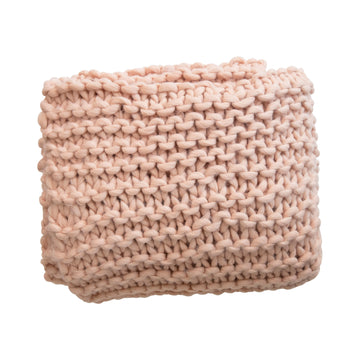 Crocheted Fabric Throw Pink