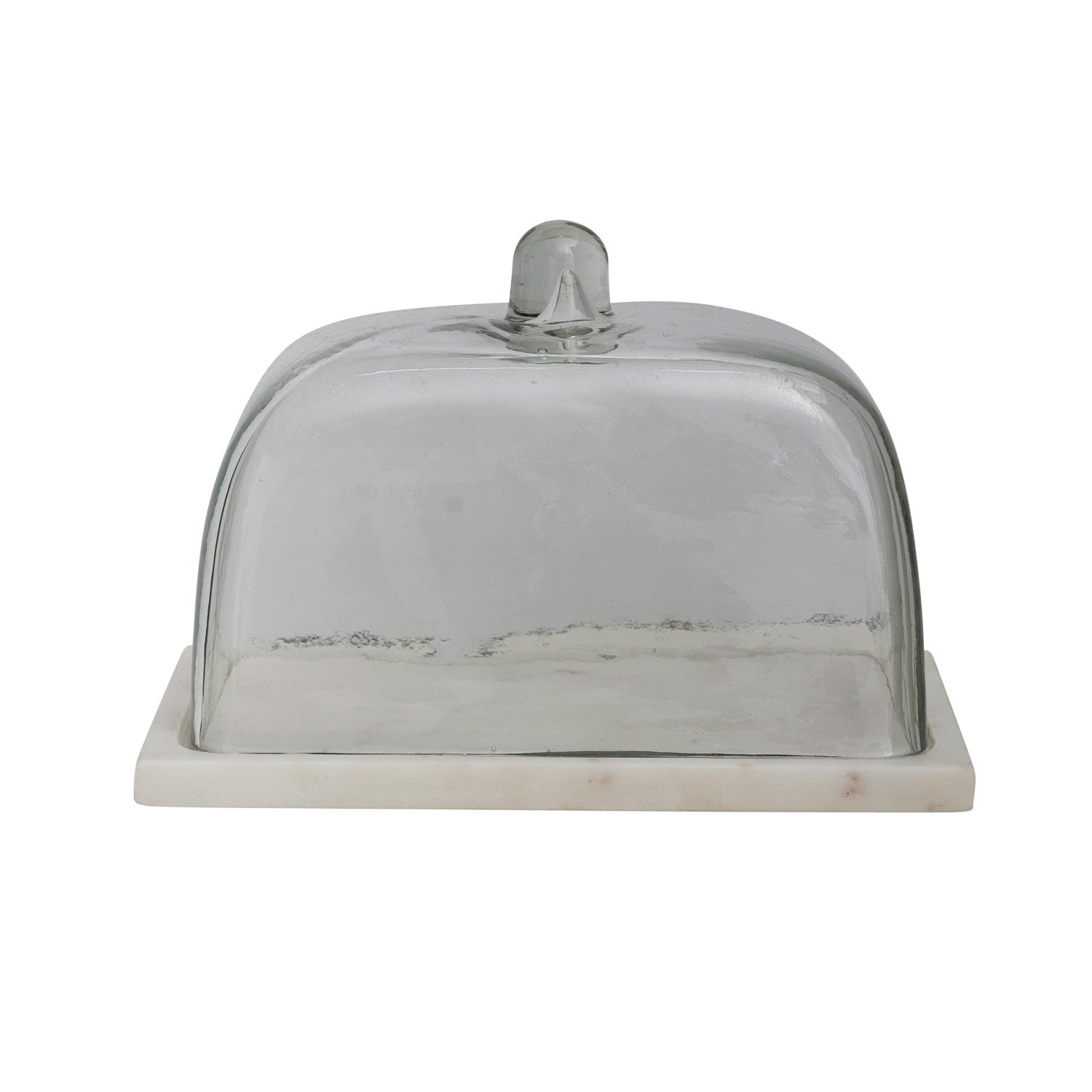 Glass & Marble Butter Dish with Knob