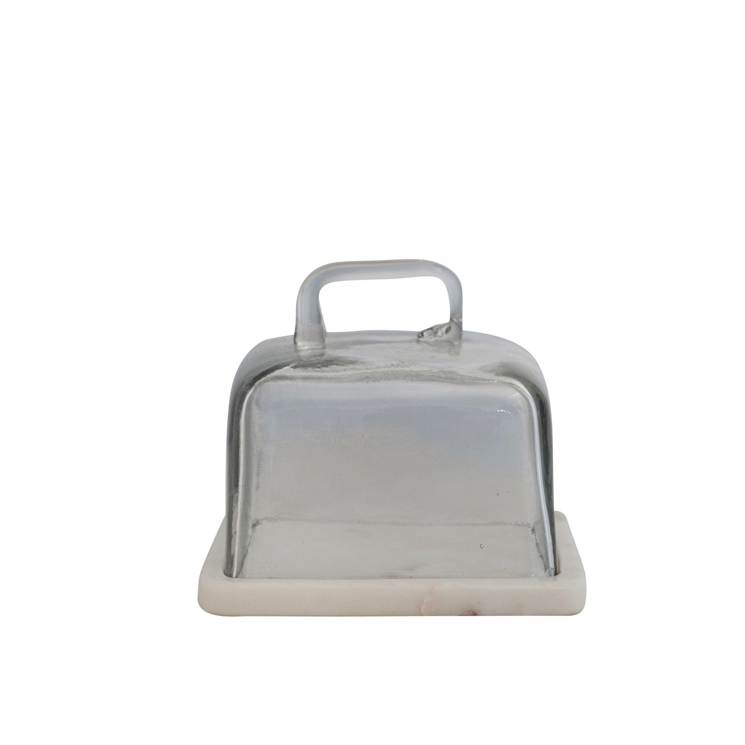 Glass & Marble Butter Dish with Handle