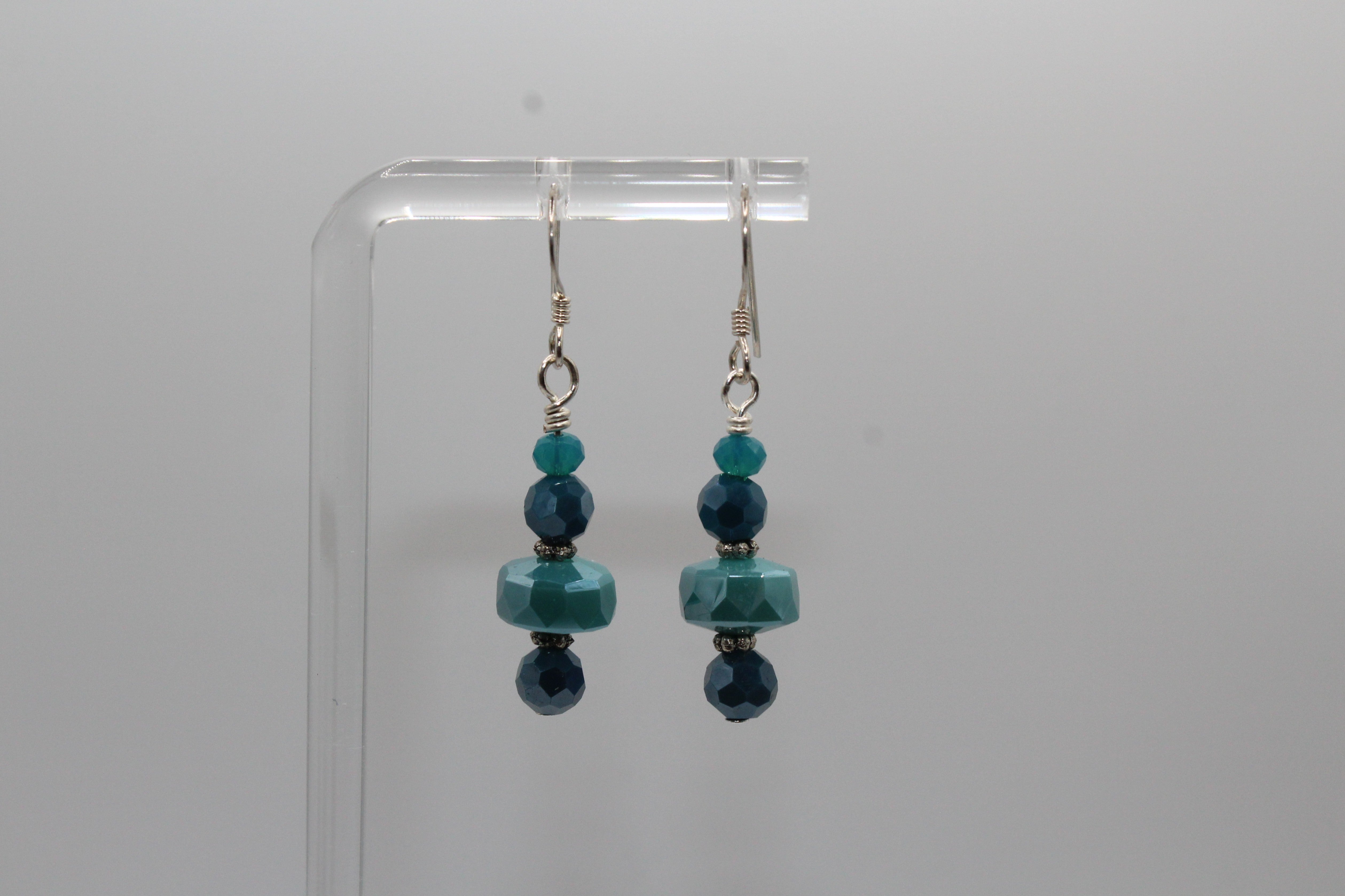 Dark Teal Crystal Earrings