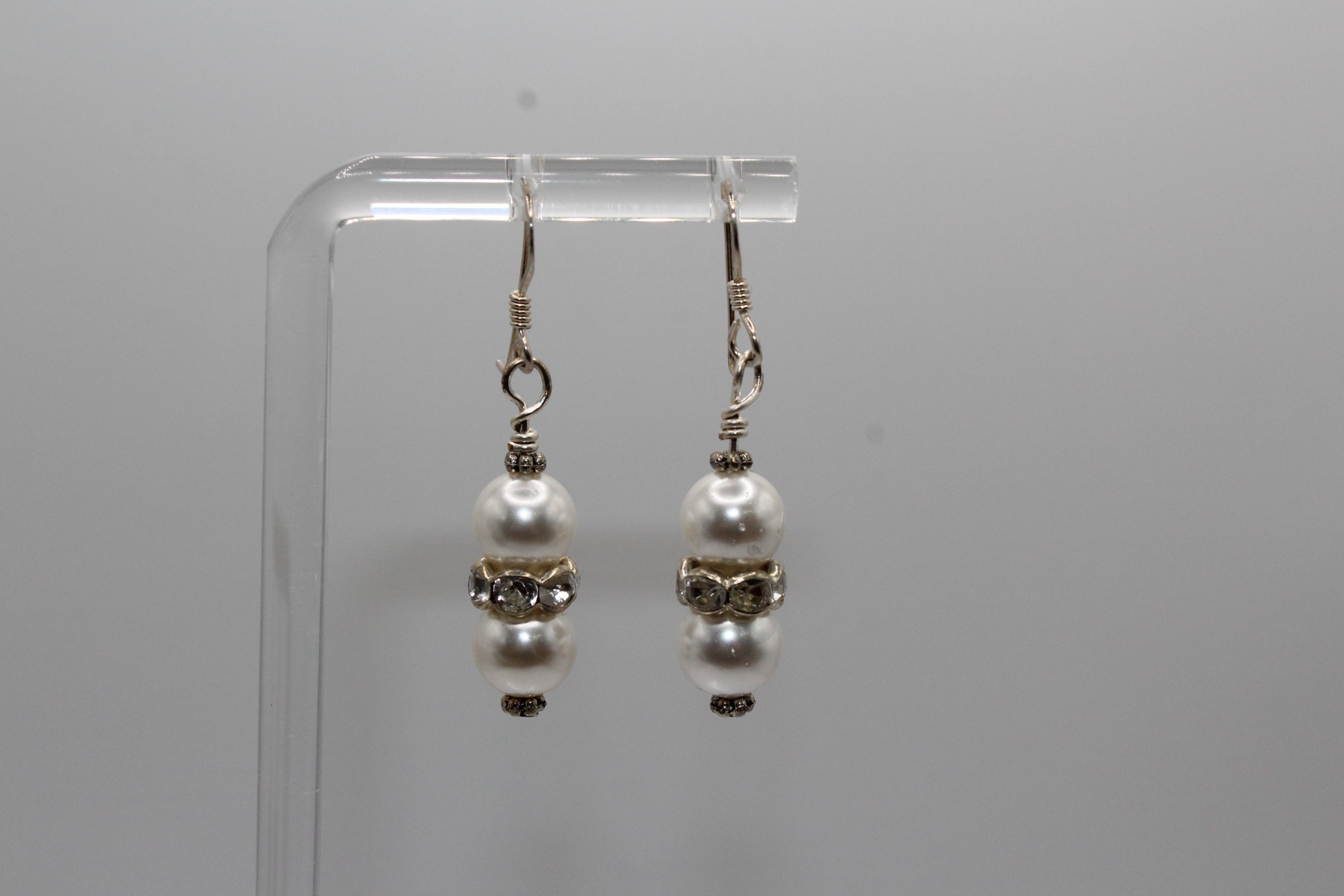 White Swarovski Pearl Earrings