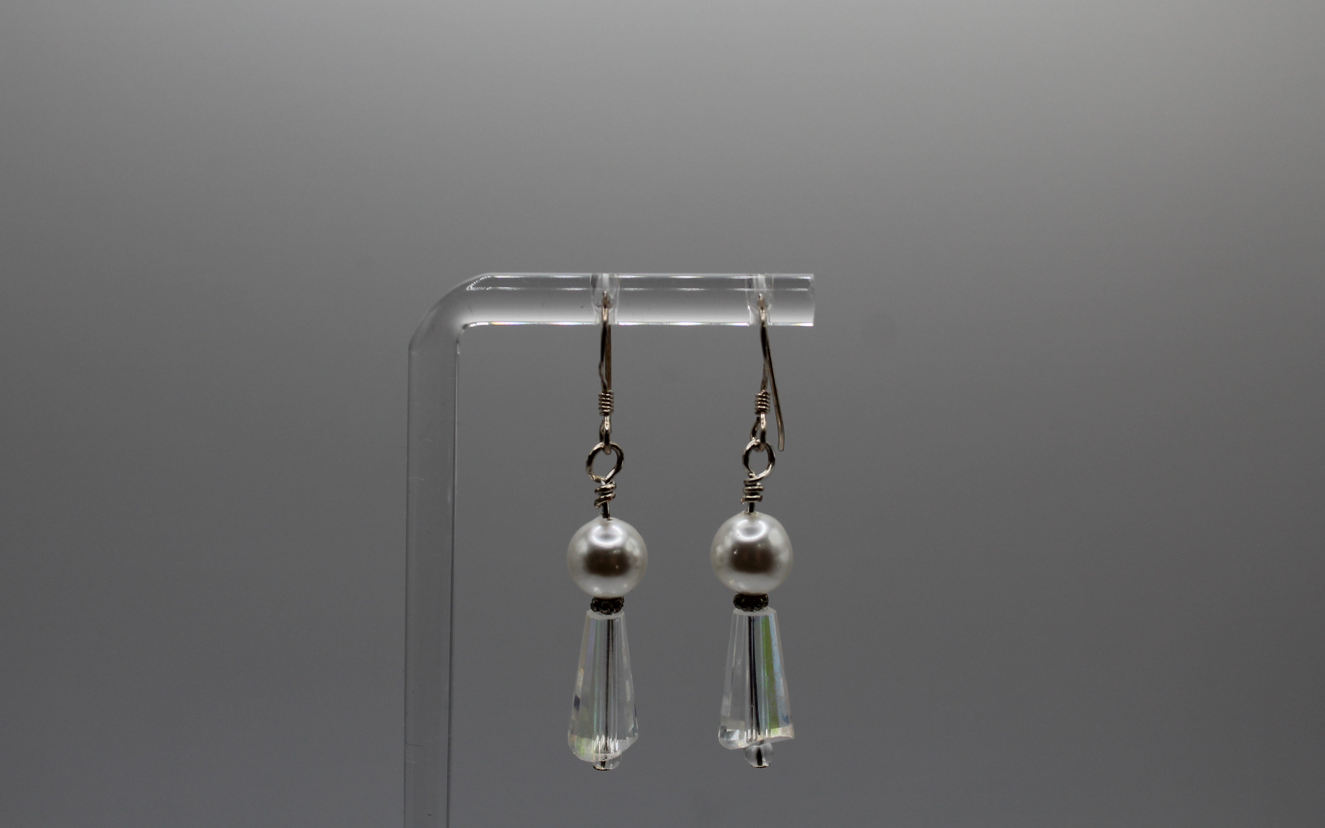 White Swarovski Pearl and Crystal Earrings