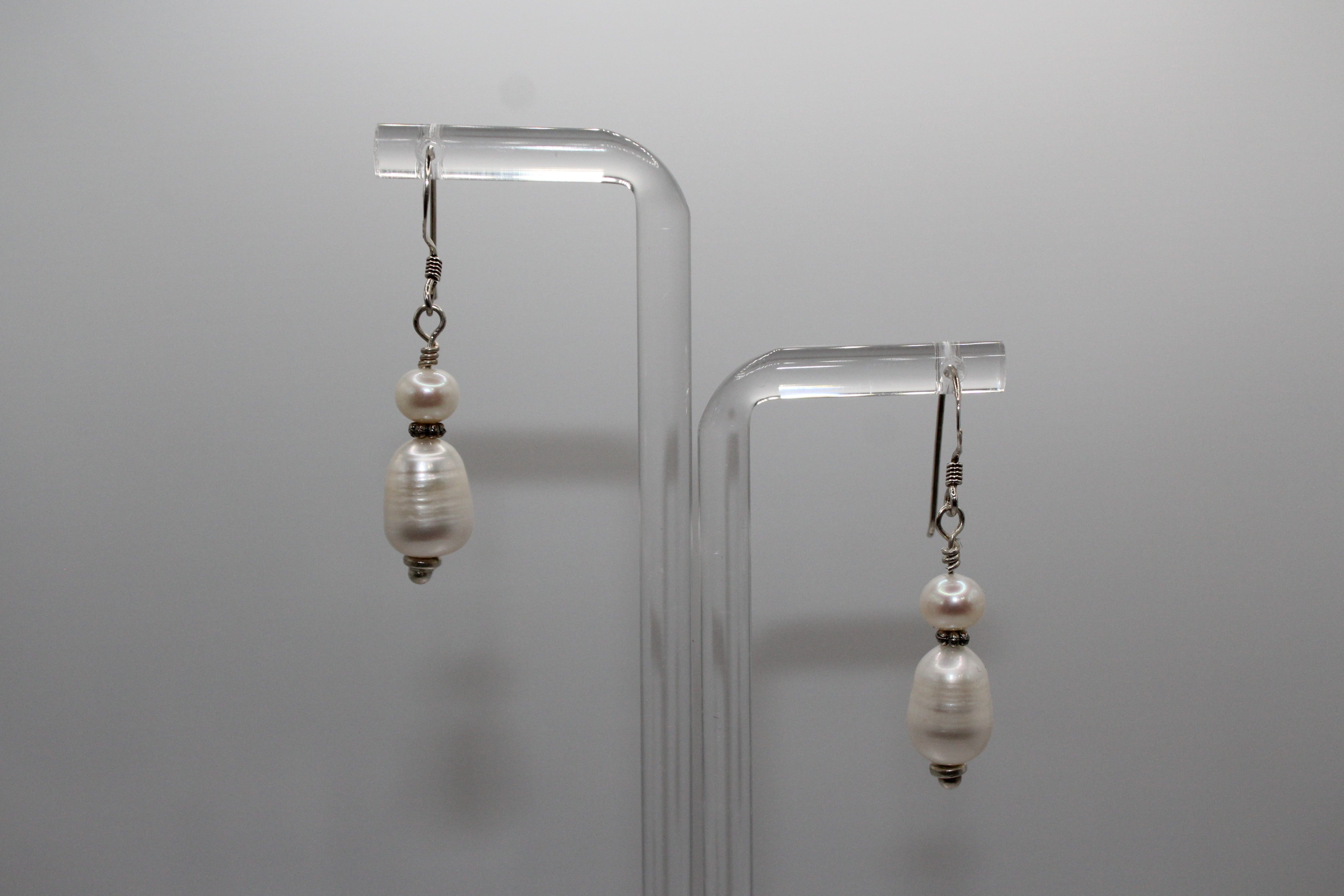 White Fresh Water Pearl Earrings