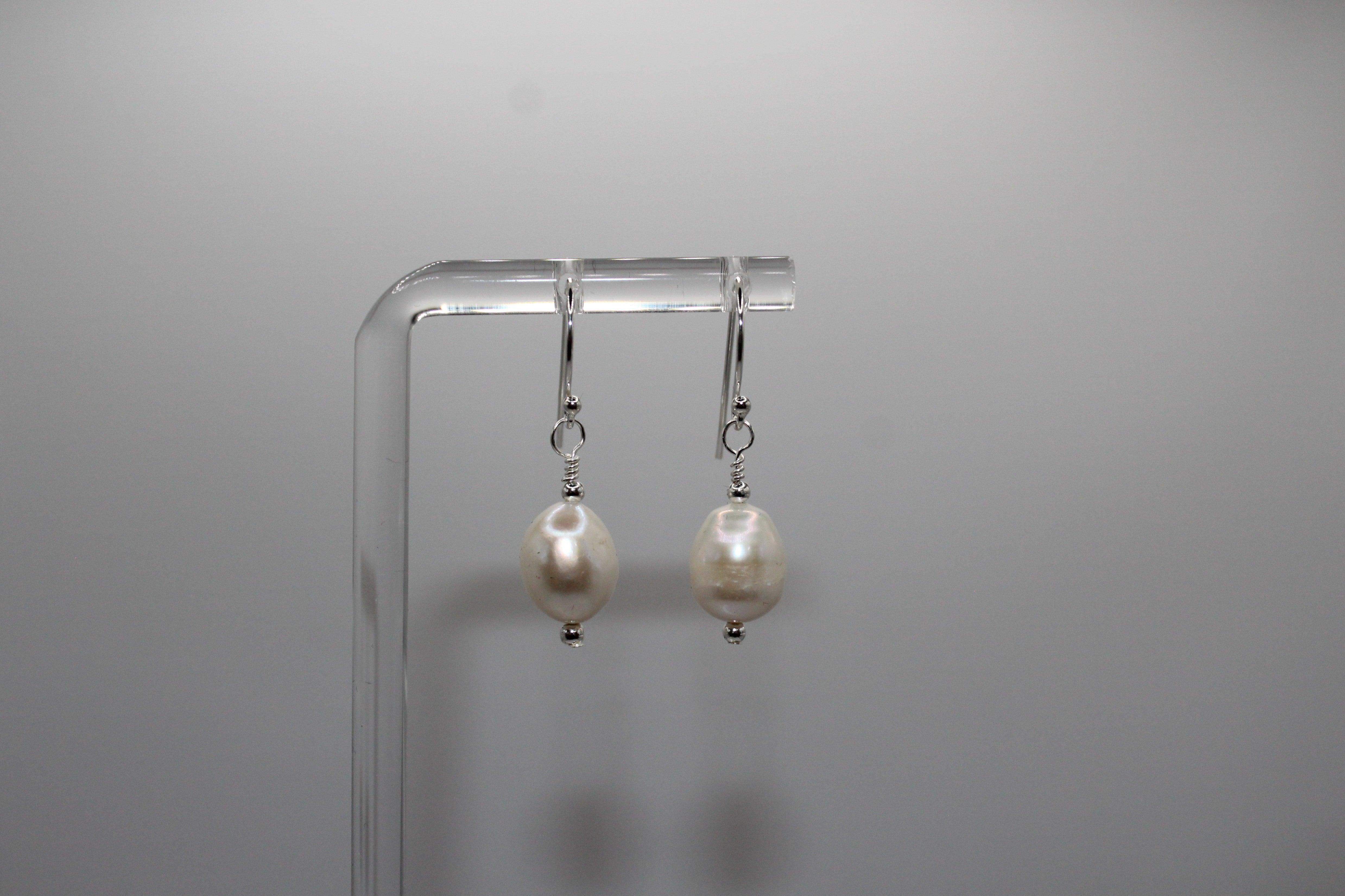 White Fresh Water Pearl Earrings