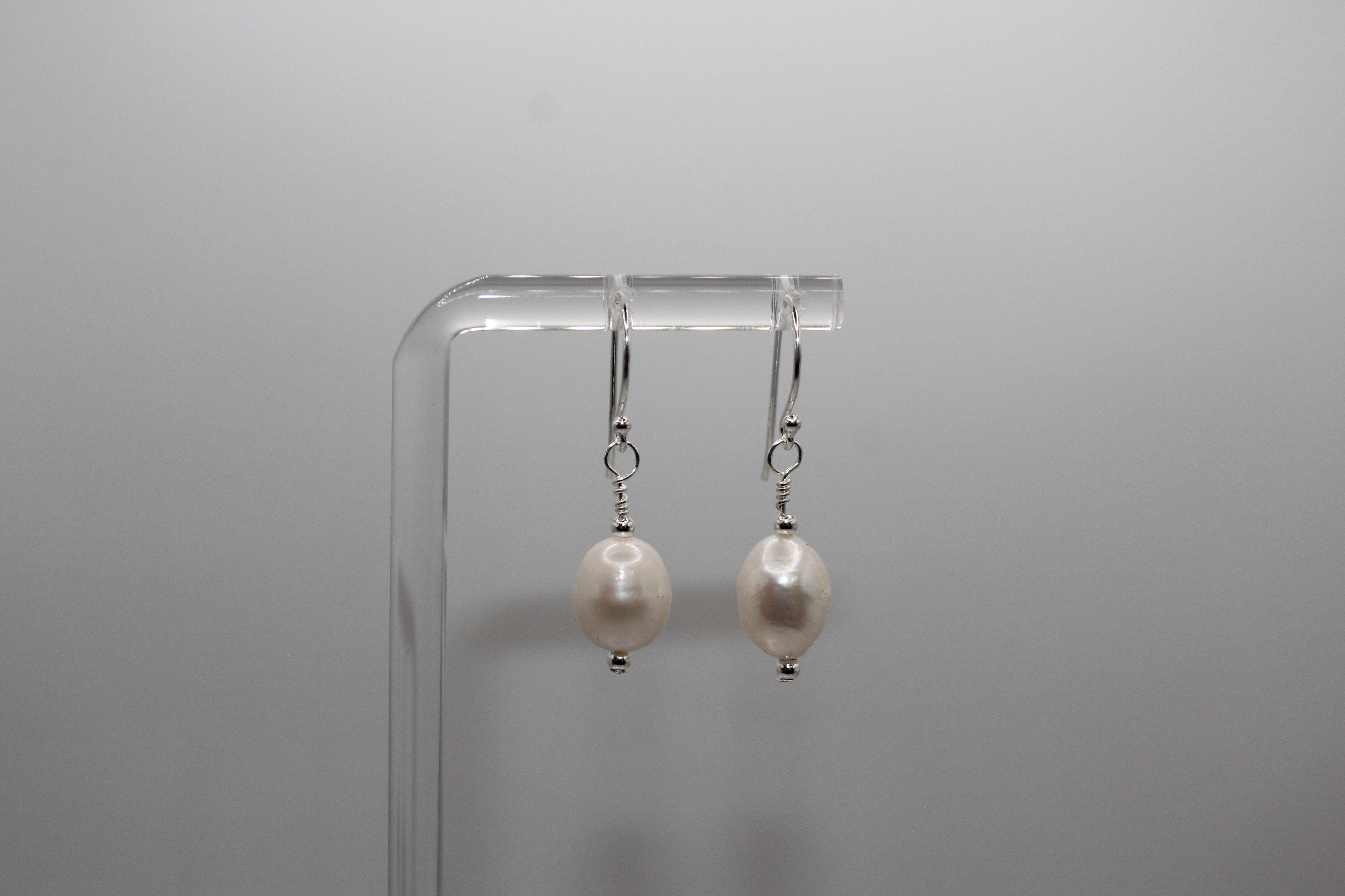 White Fresh Water Pearl Earrings