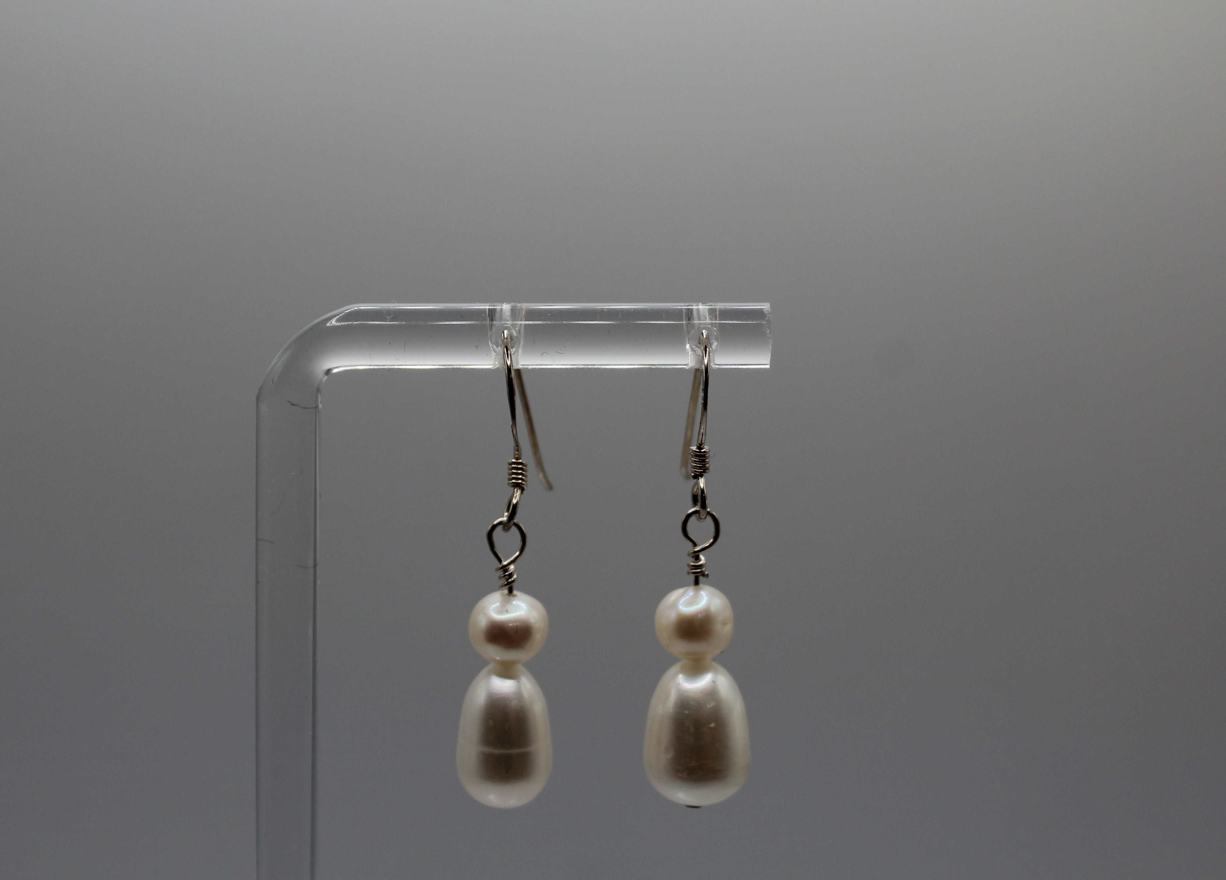 White Fresh Water Pearl Earrings