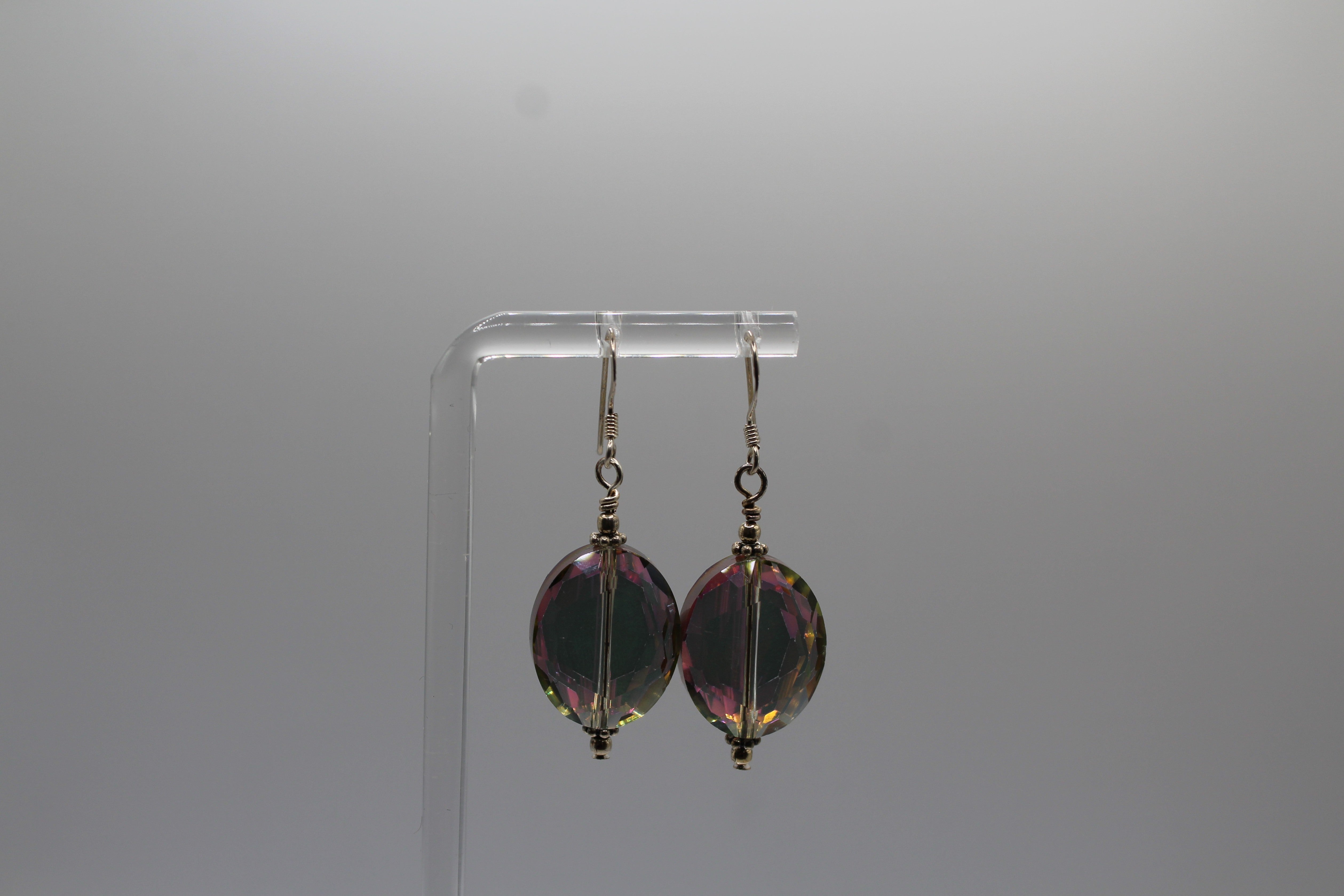 Olive Green Crystal Earrings