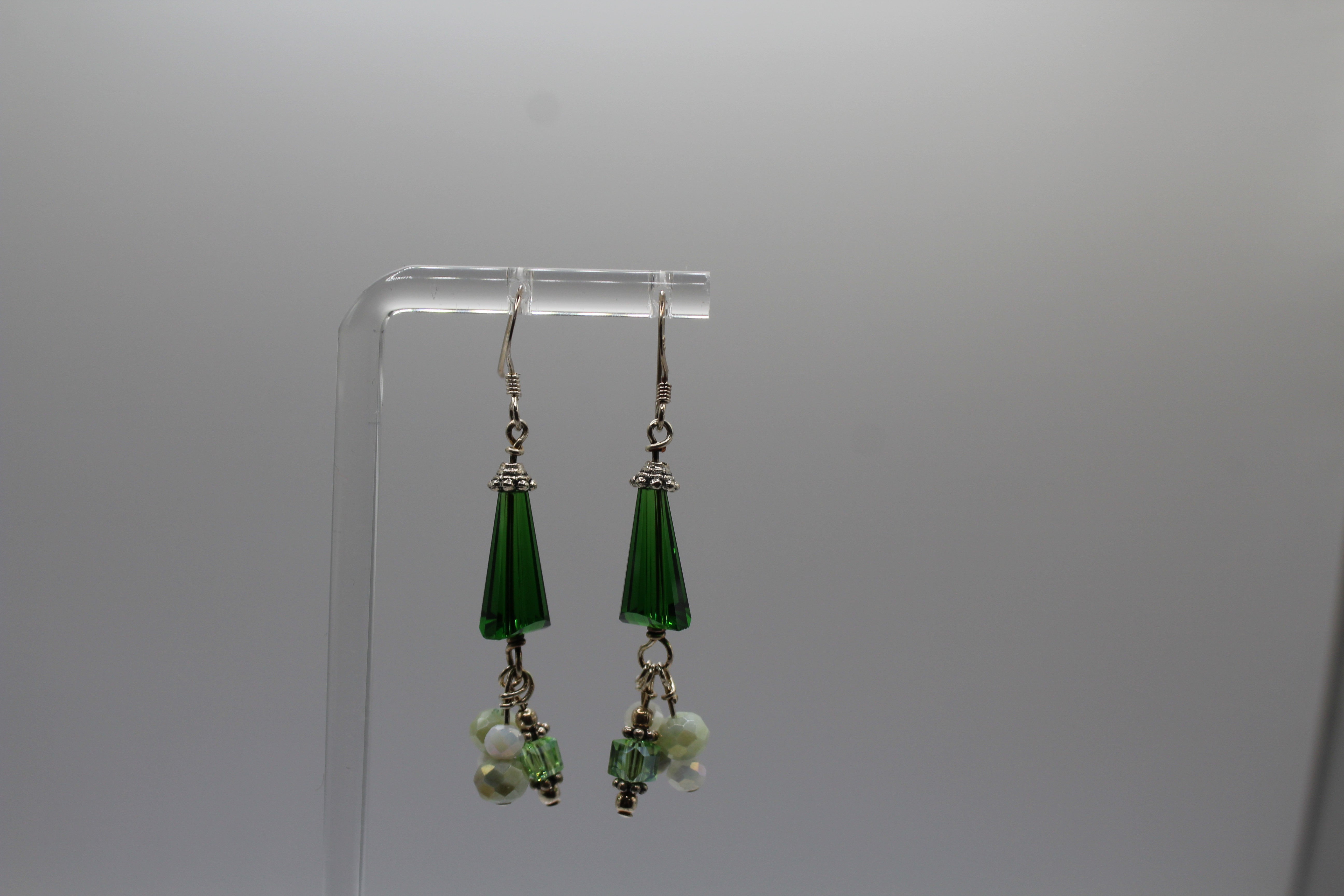 Kelly Green Crystal Dangle Earrings