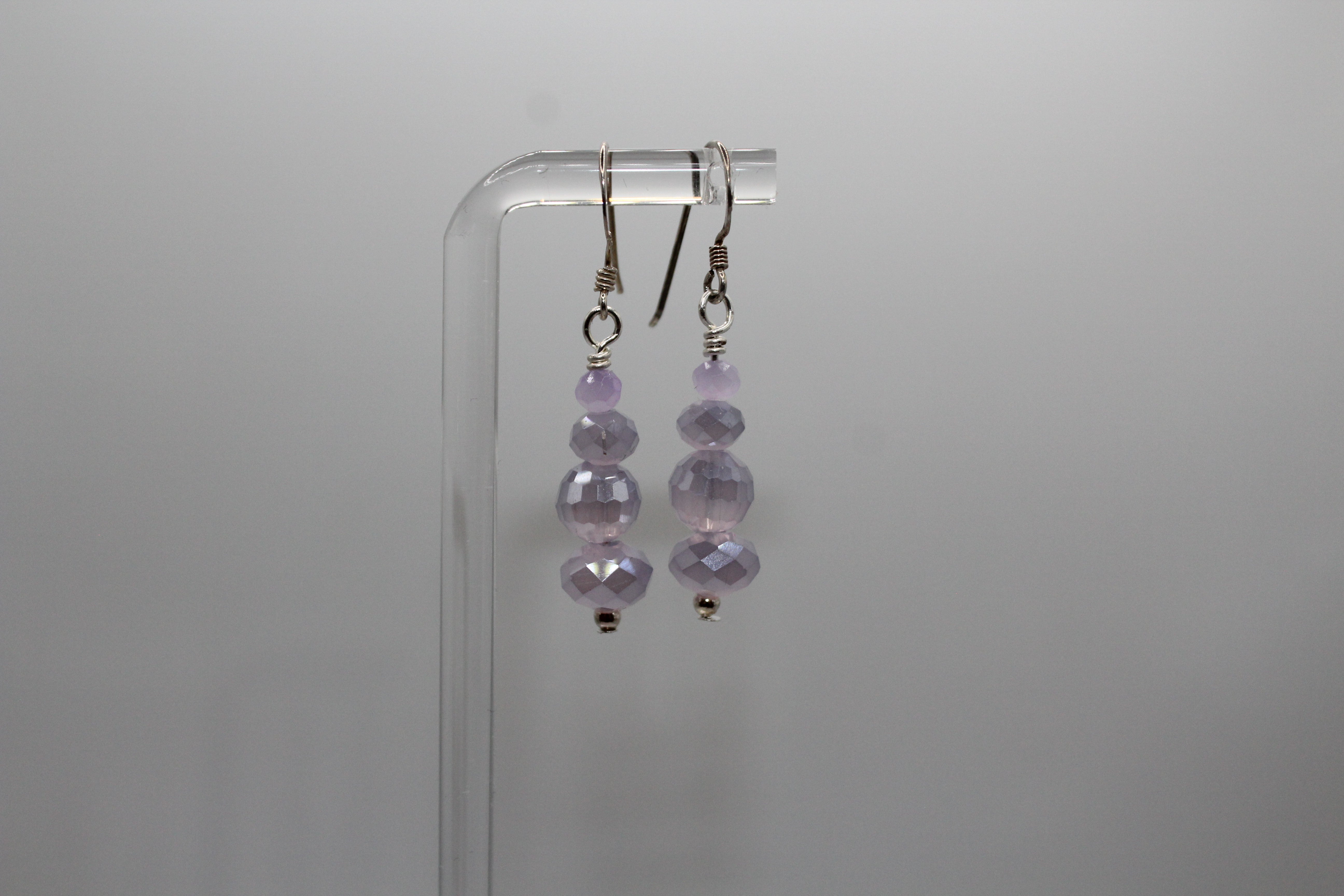 Lavender Opaque Crystal Earrings