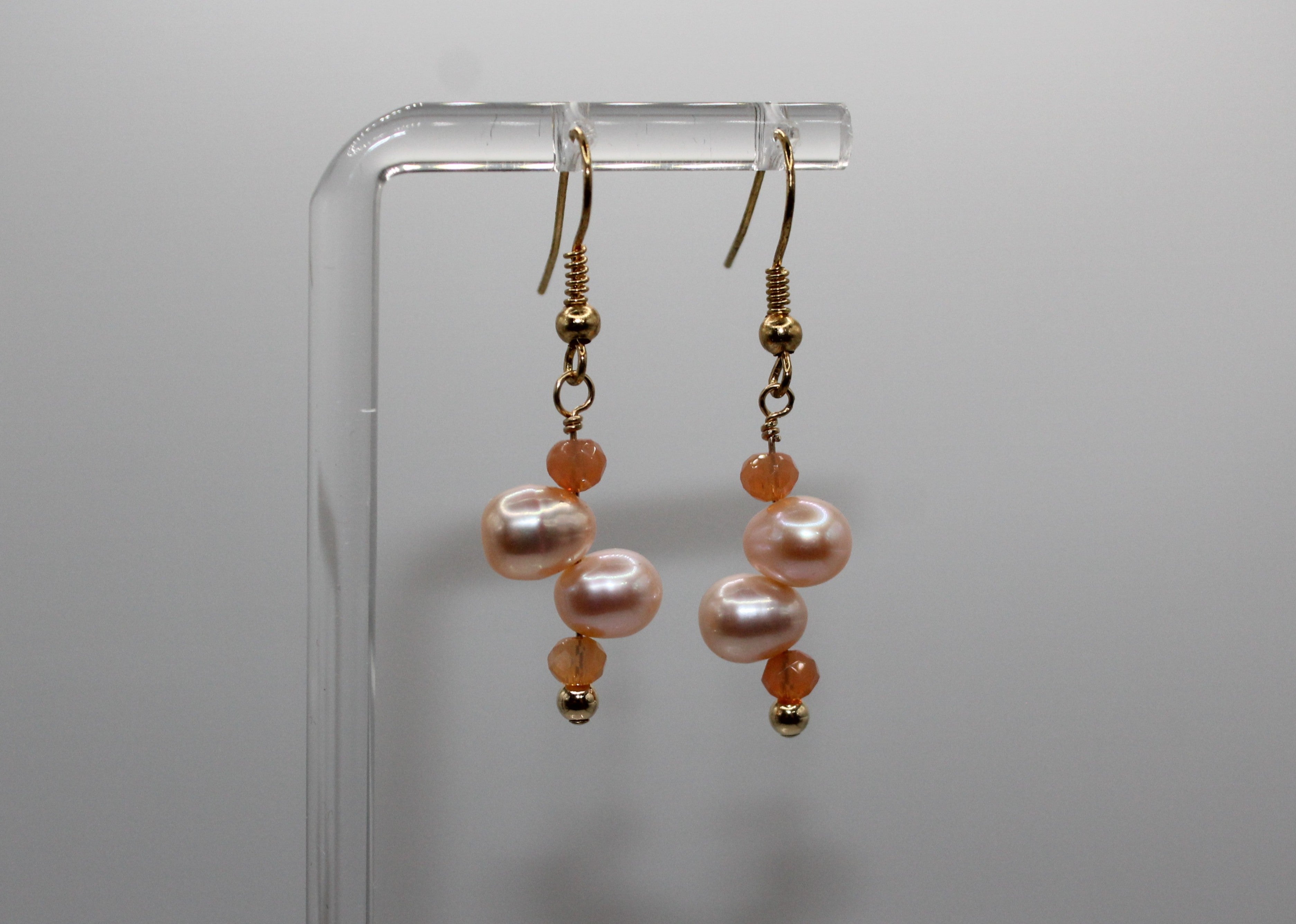 Peach Top Drilled Pearl GF Earrings