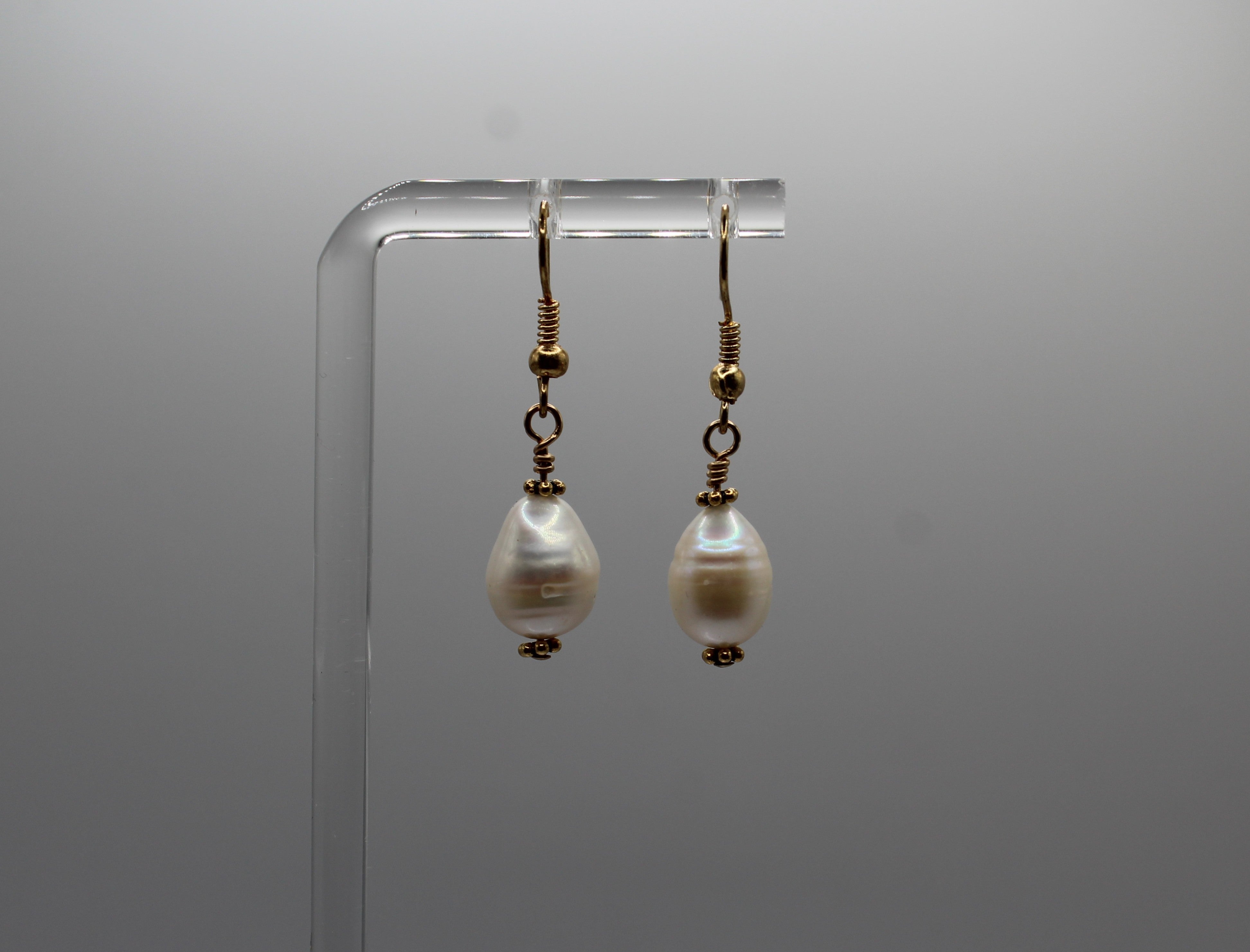 White Fresh Water Pearl Earrings