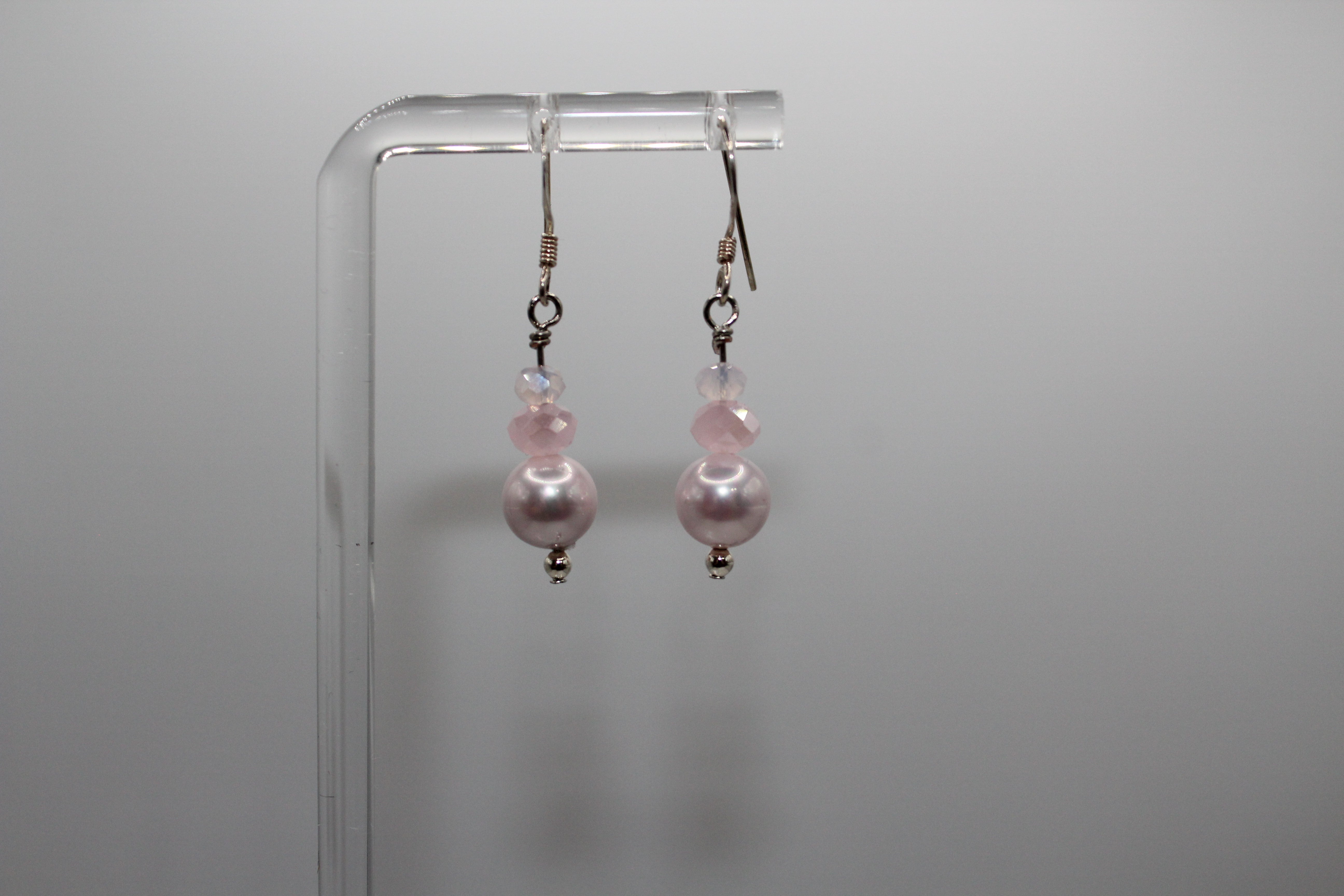 Pink Mother of Pearl and Crystal Earrings