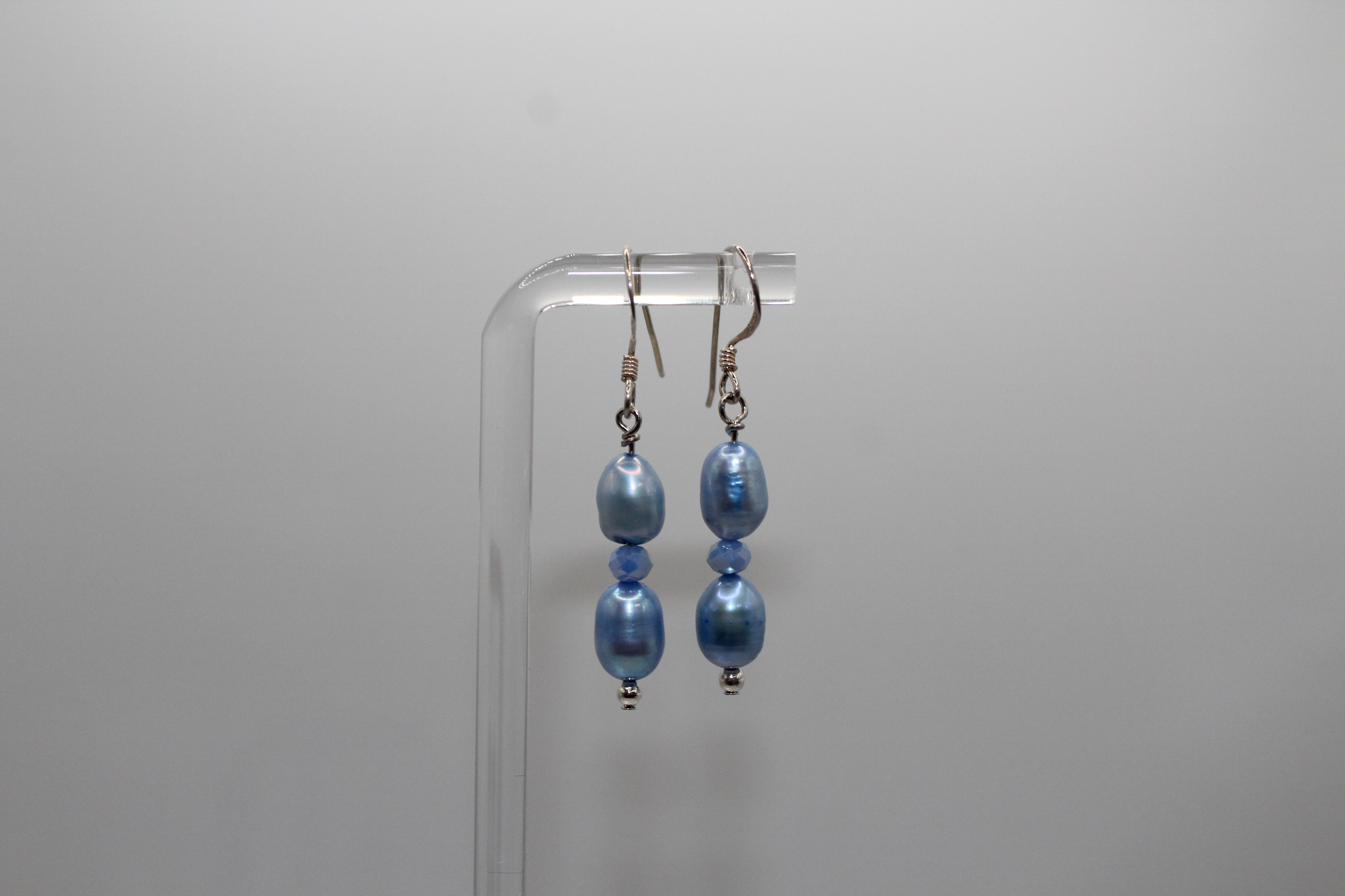 Light Blue Pearl & Crystal Earrings