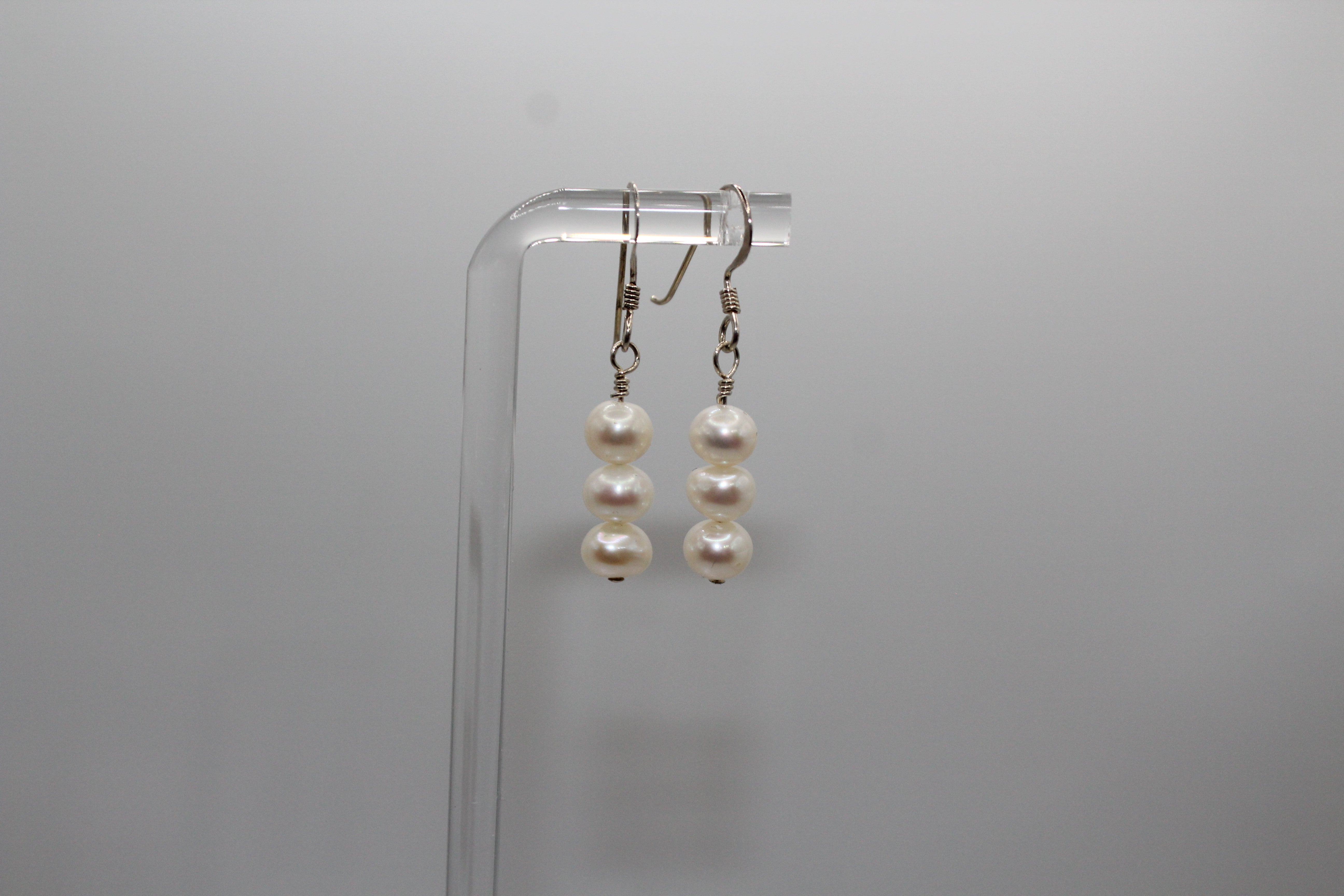 White Fresh Water Pearl Earrings