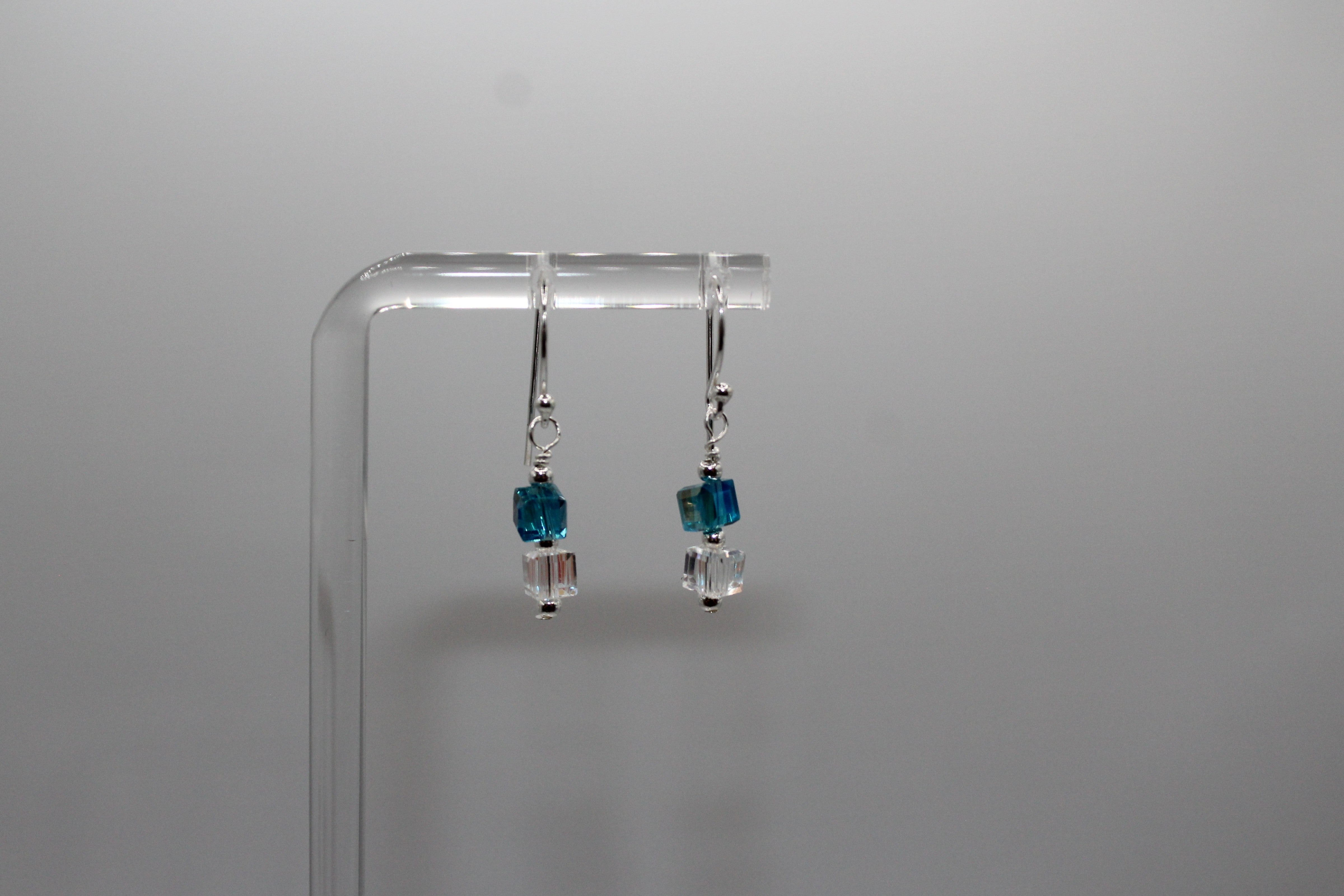 Dark Teal & Clear Crystal Earrings