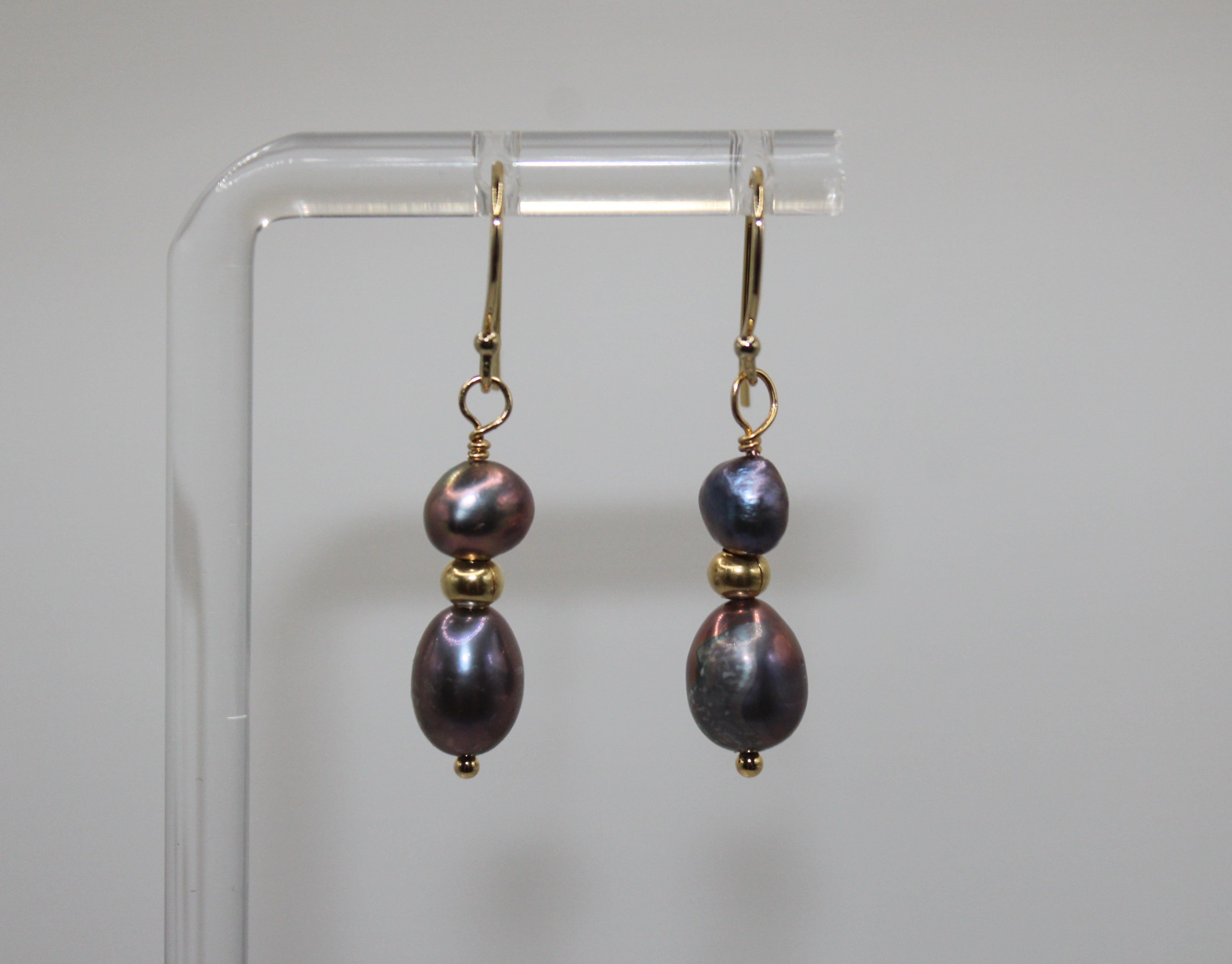Oil Slick (Purple) Pearl Earrings