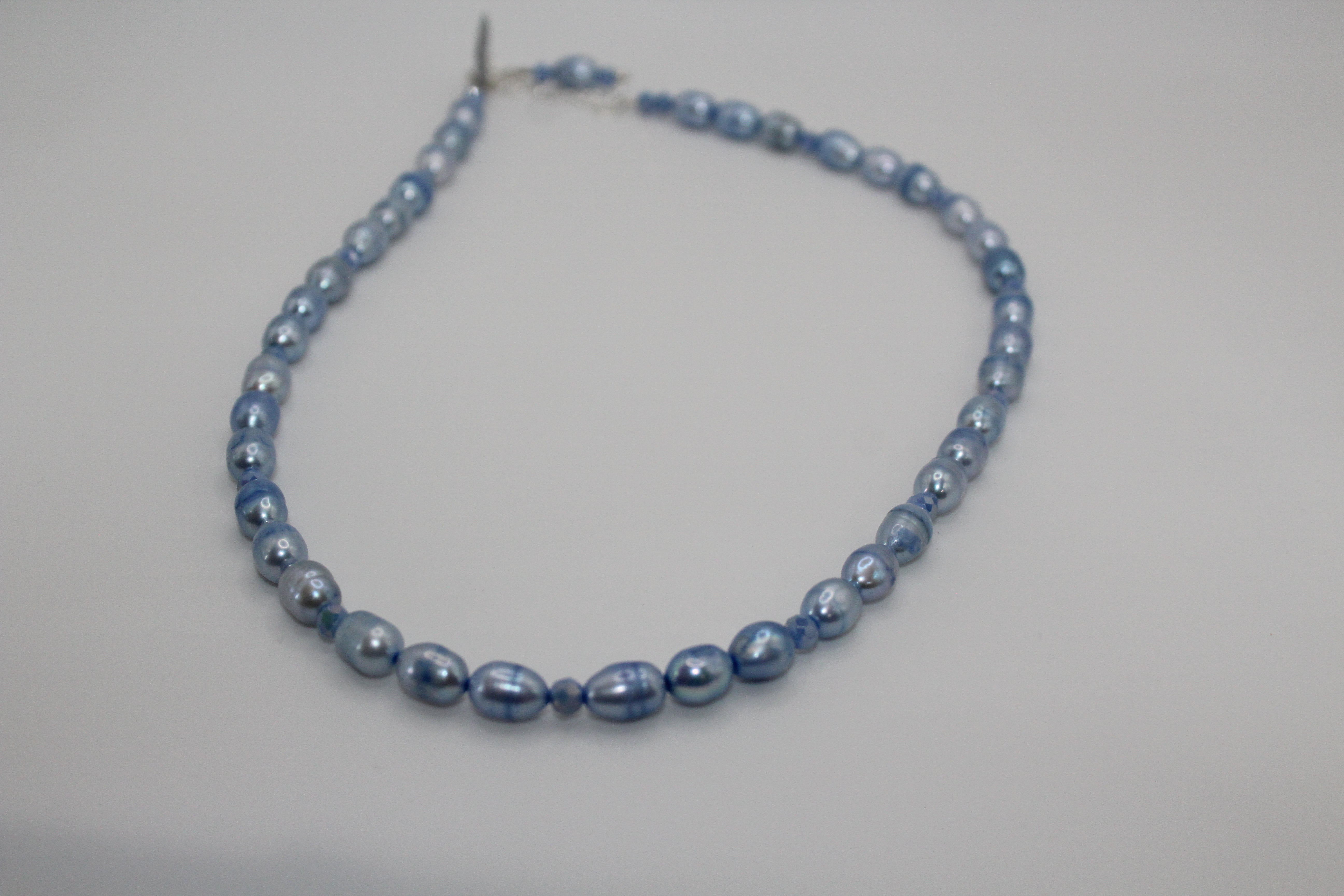 Light Blue Pearl & Crystal Necklace