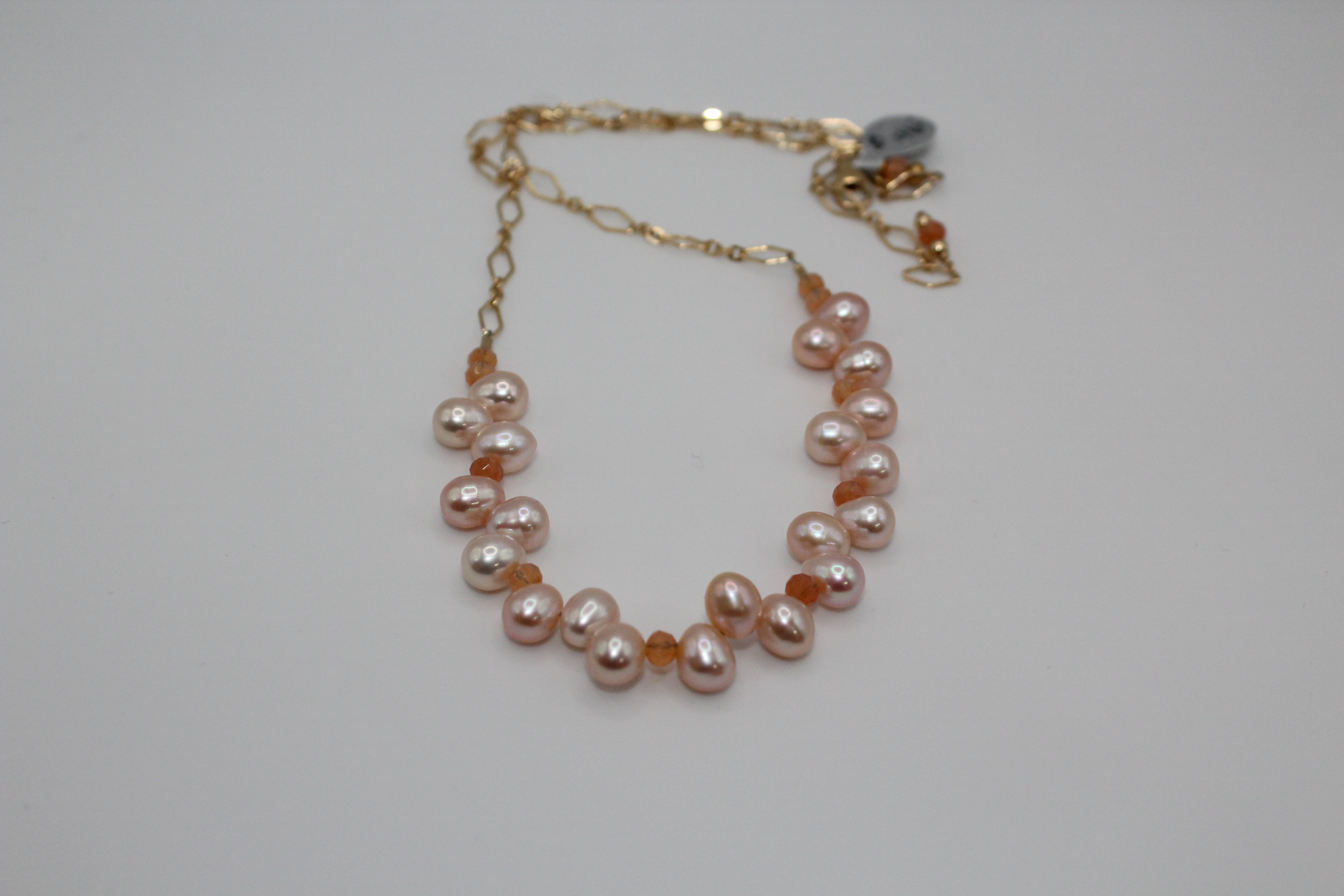 Peach Top Drilled Pearl GF Necklace