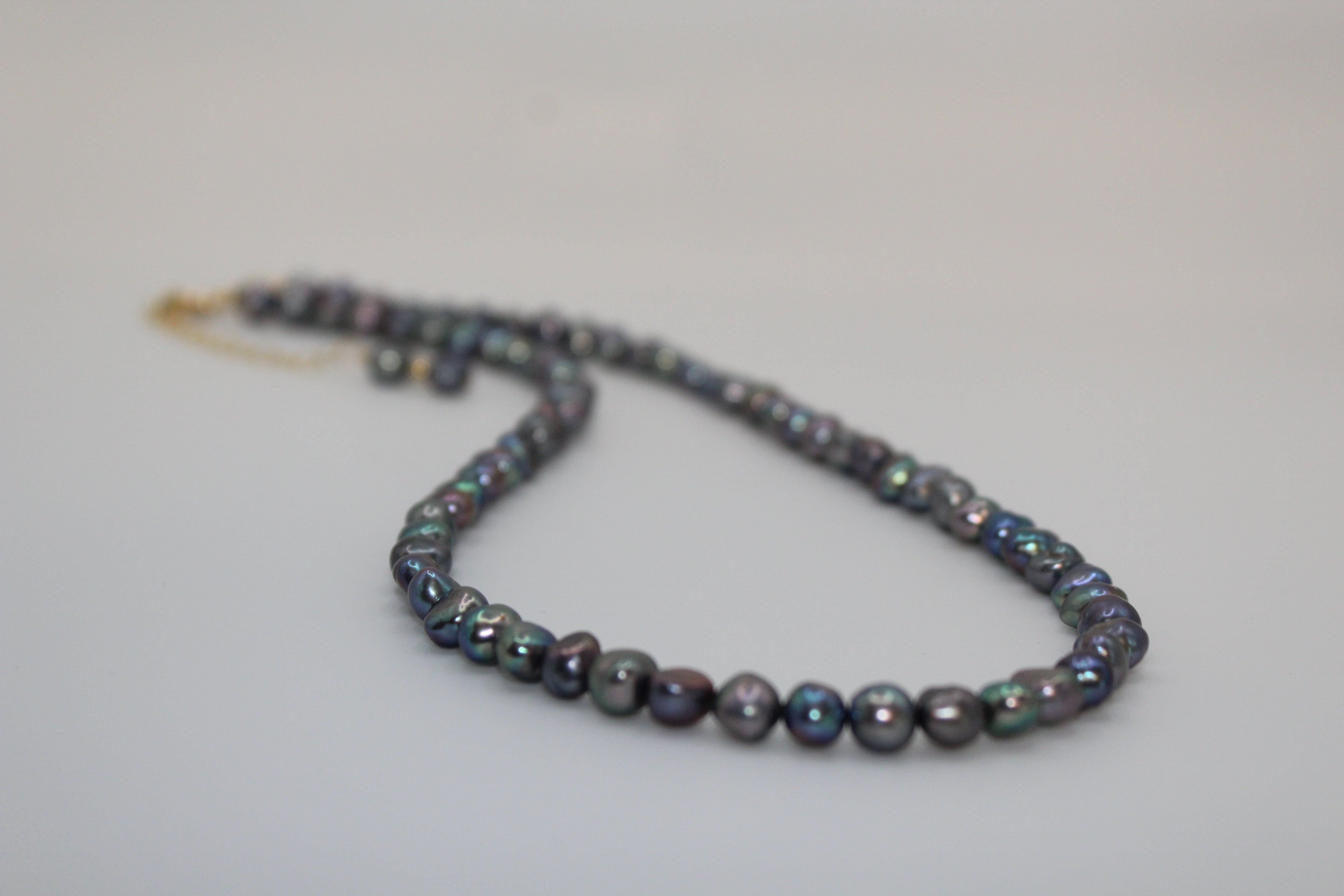 Blue "Oil Slick" Pearl Necklace
