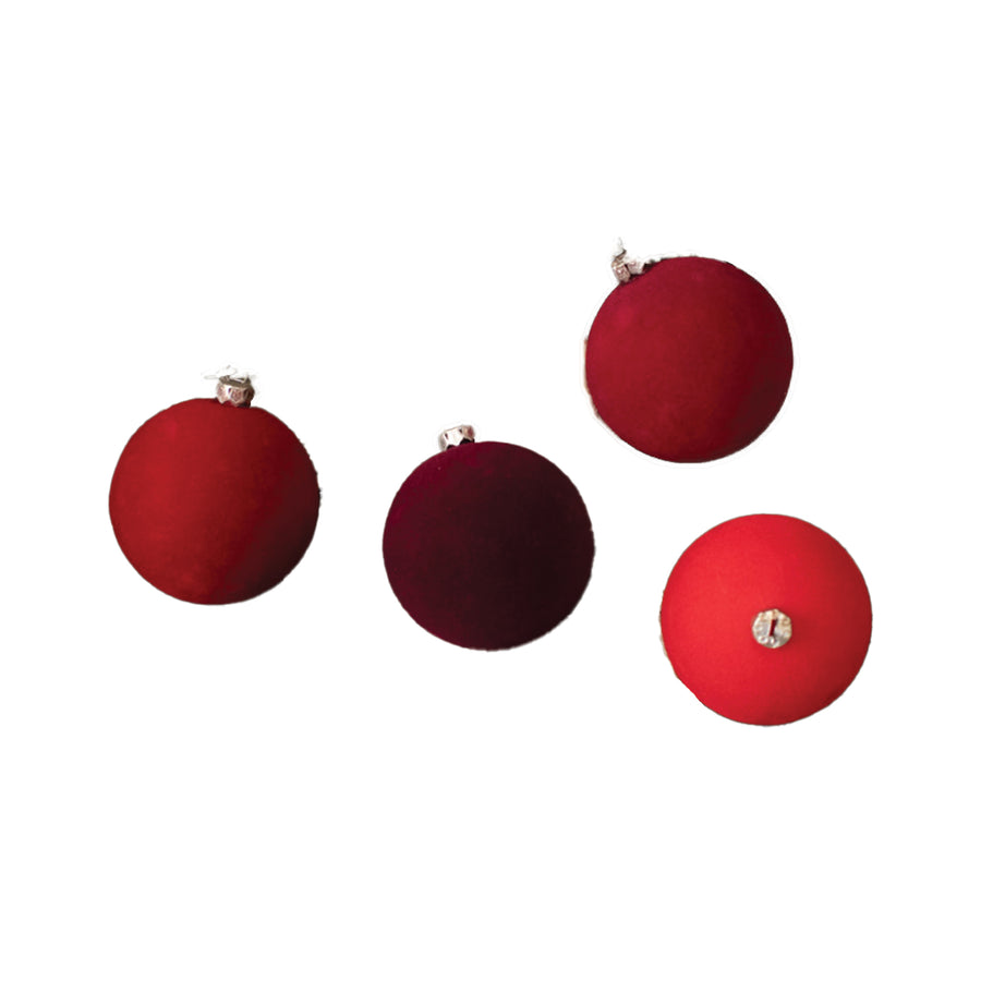 Red Scale Flocked Ornament Set