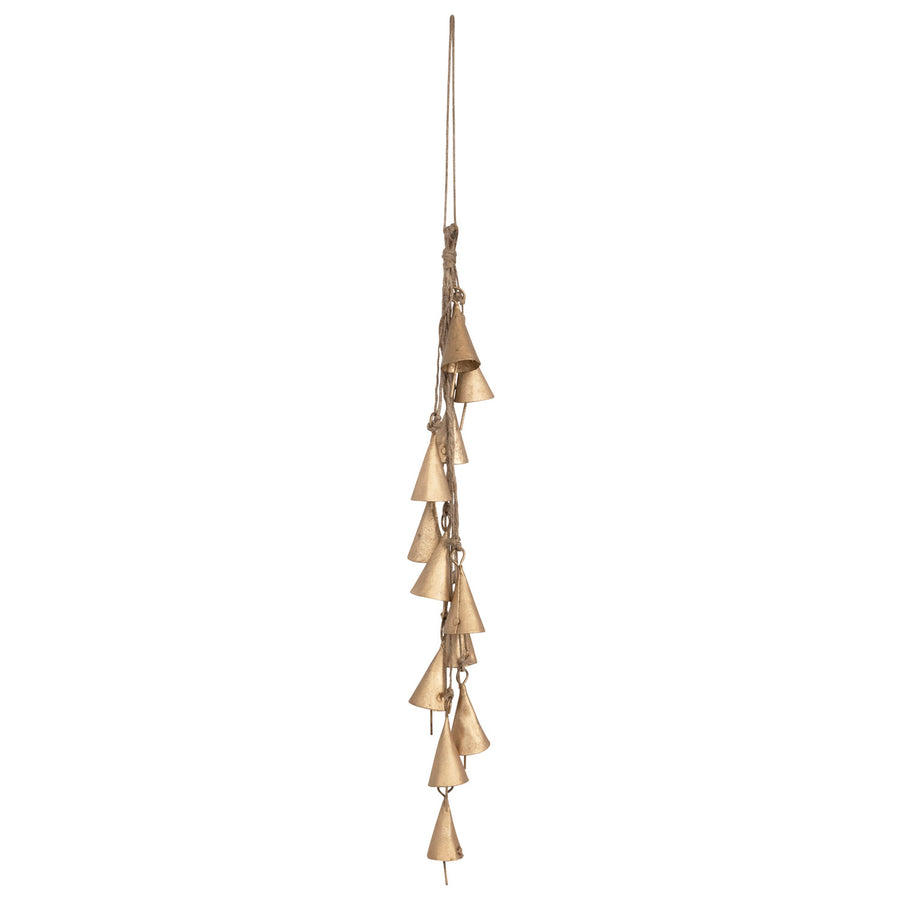 Hanging Metal Bell Cluster with Jute