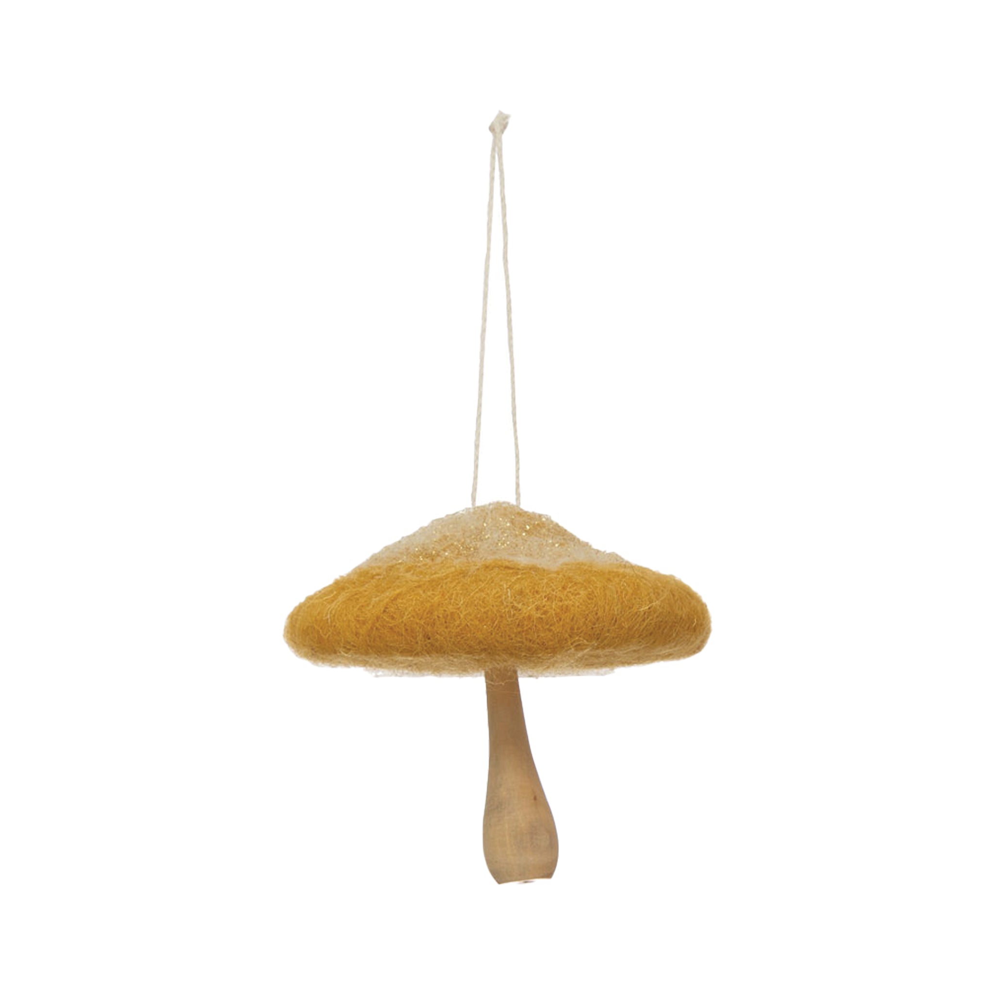 Wool and Wood Mushroom Ornament