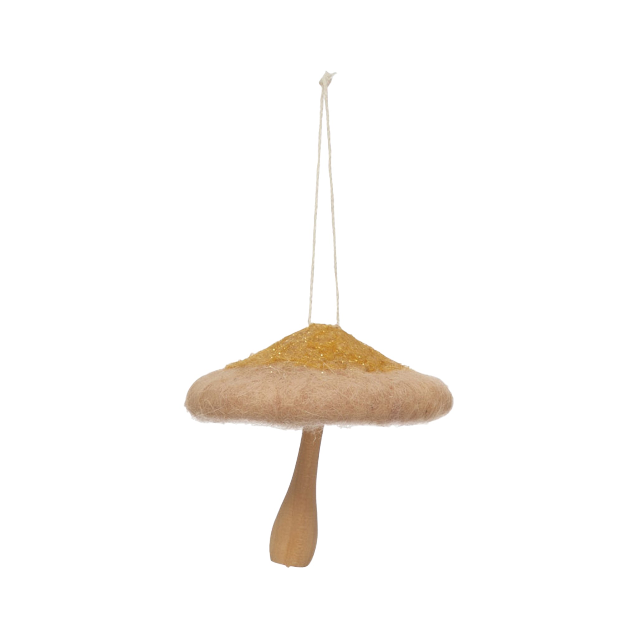 Wool and Wood Mushroom Ornament