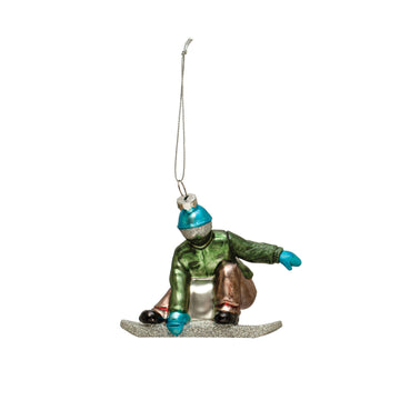 Glass Snowboarder Ornament