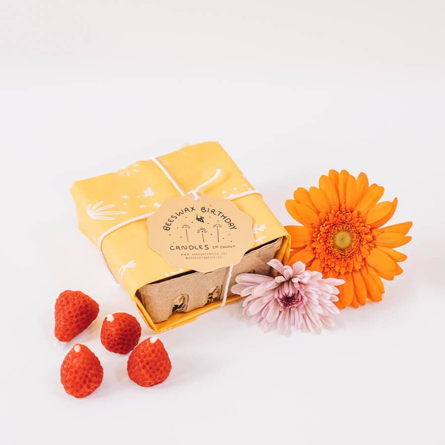 Strawberry Beeswax Birthday Candles