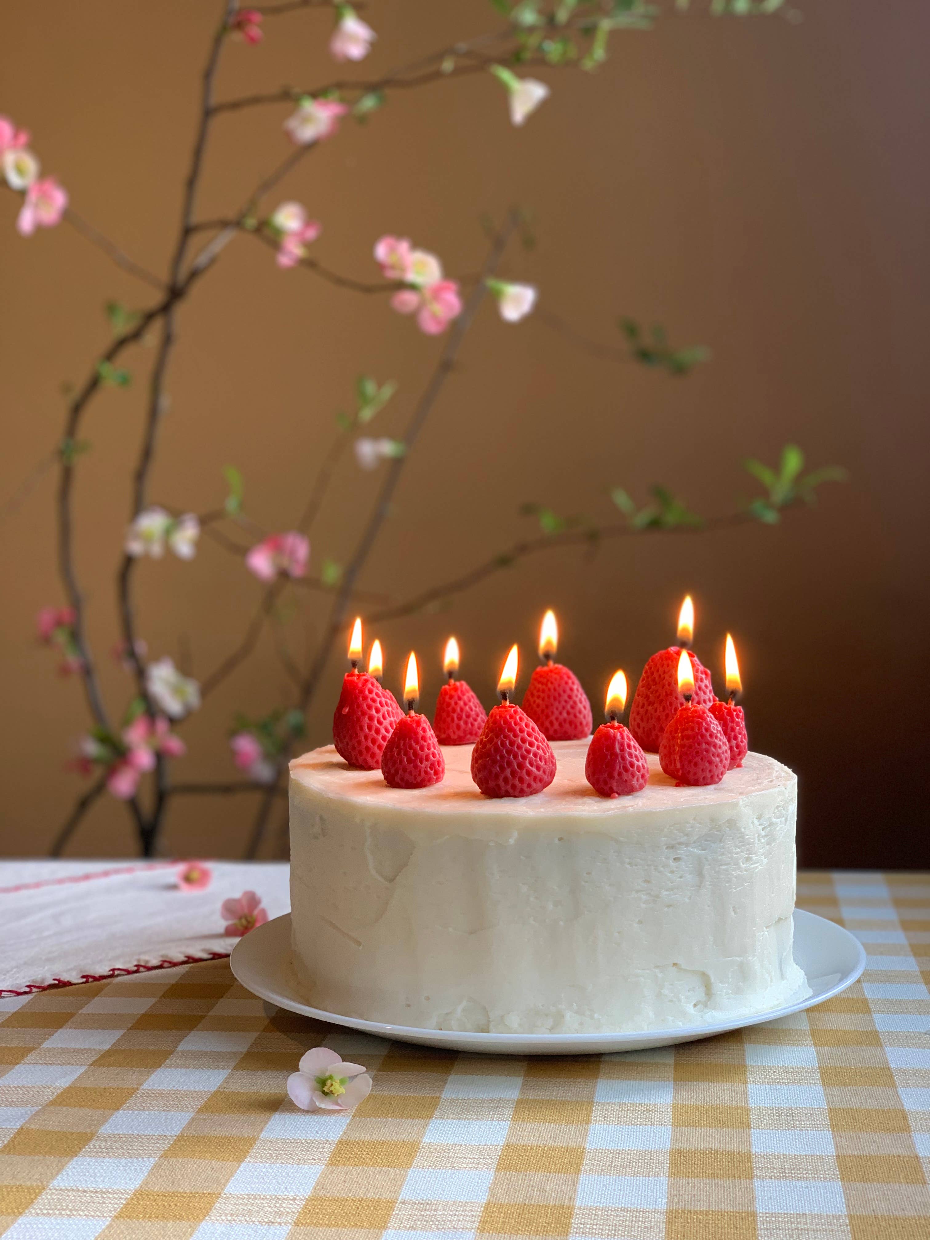 Strawberry Beeswax Birthday Candles