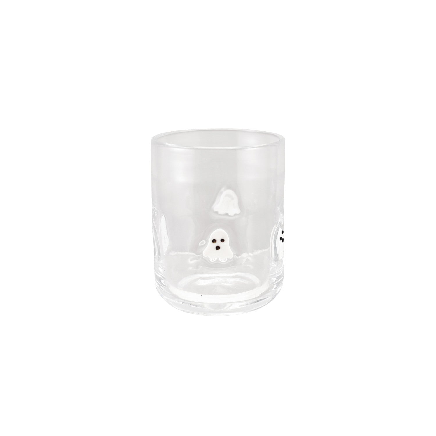 16 oz. Drinking Glass with Embedded Ghosts, White & Black