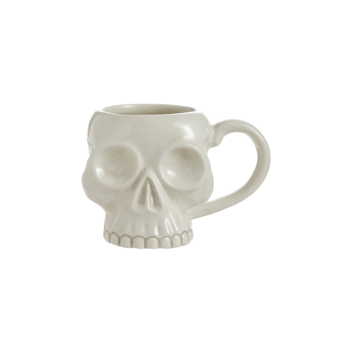8 oz. Stoneware Skull Shaped Mug, Bone Finish