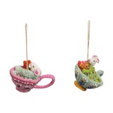 Handmade Wool Felt Sleeping Mouse in Teacup Ornament, 2 Styles