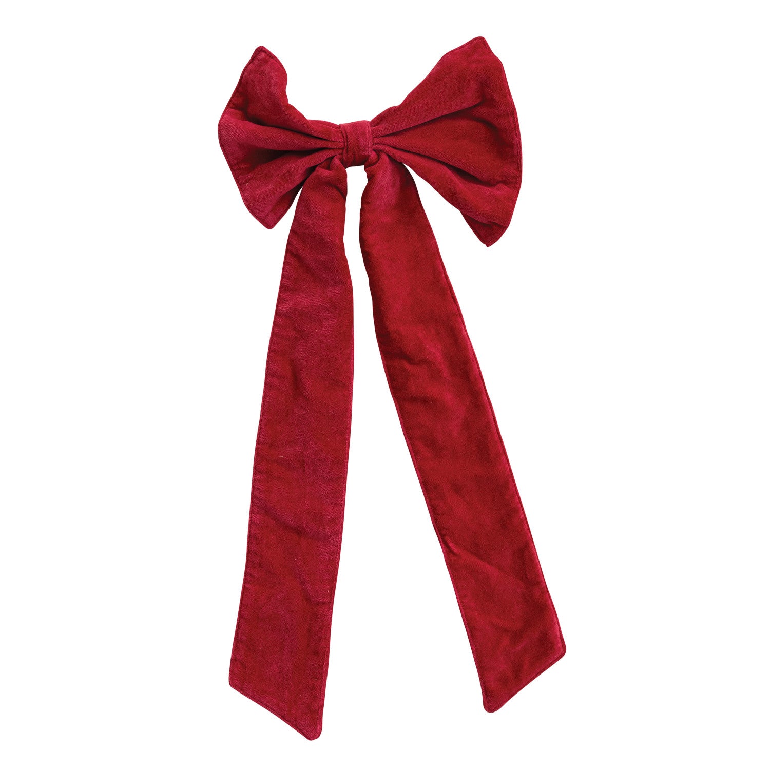 Cotton Velvet Clip-on Bow, Red