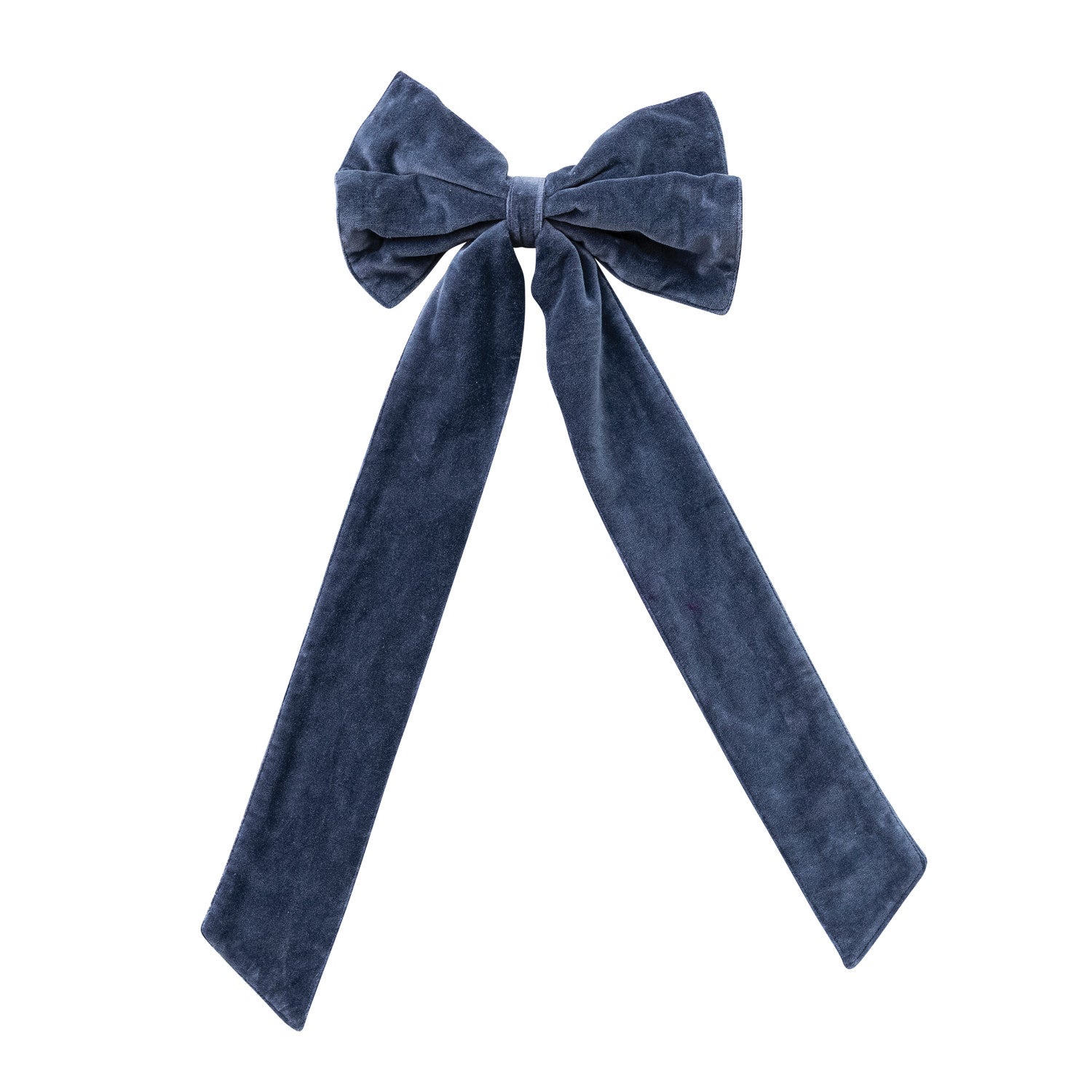 Cotton Velvet Clip-on Bow, Navy Color