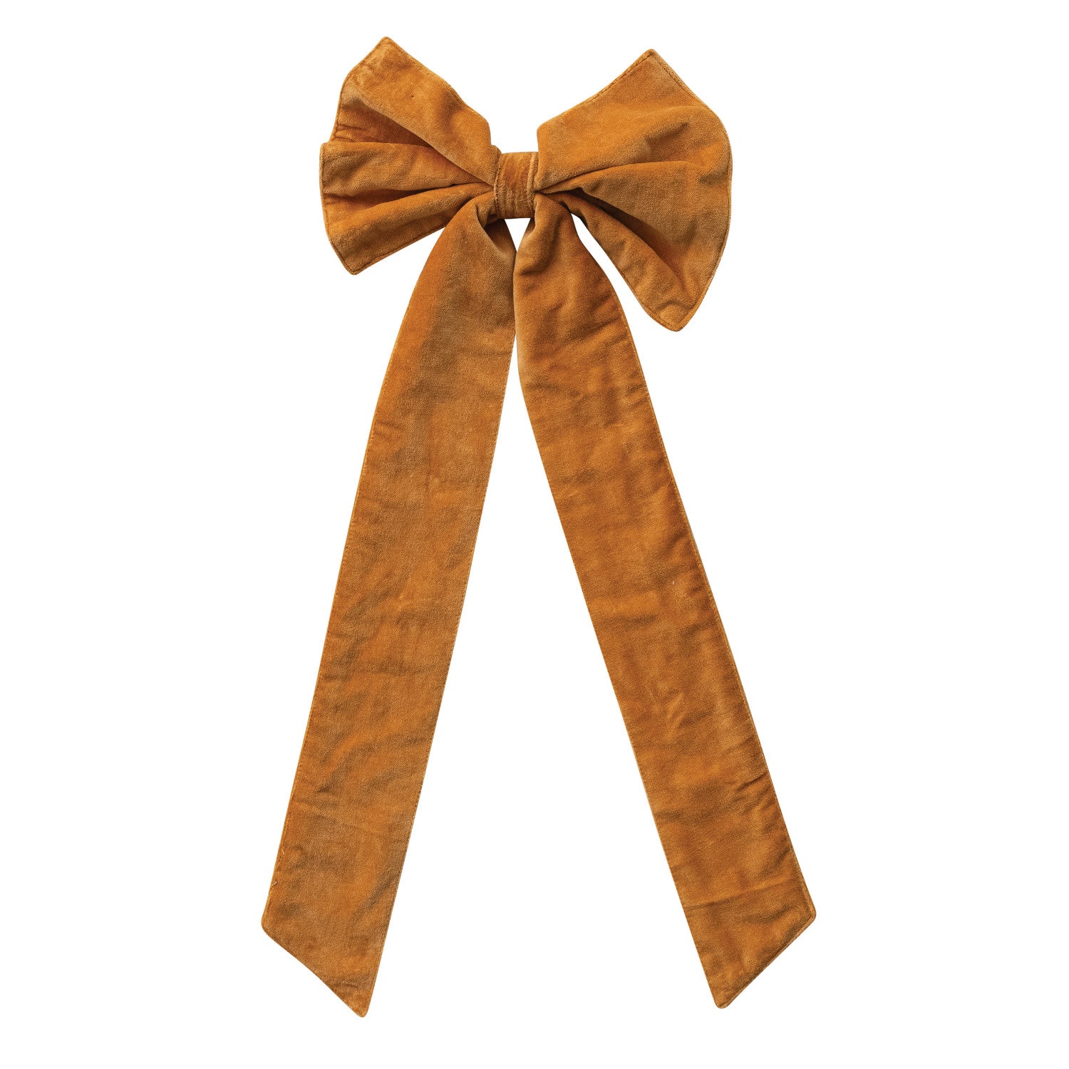 Cotton Velvet Clip-on Bow, Mustard